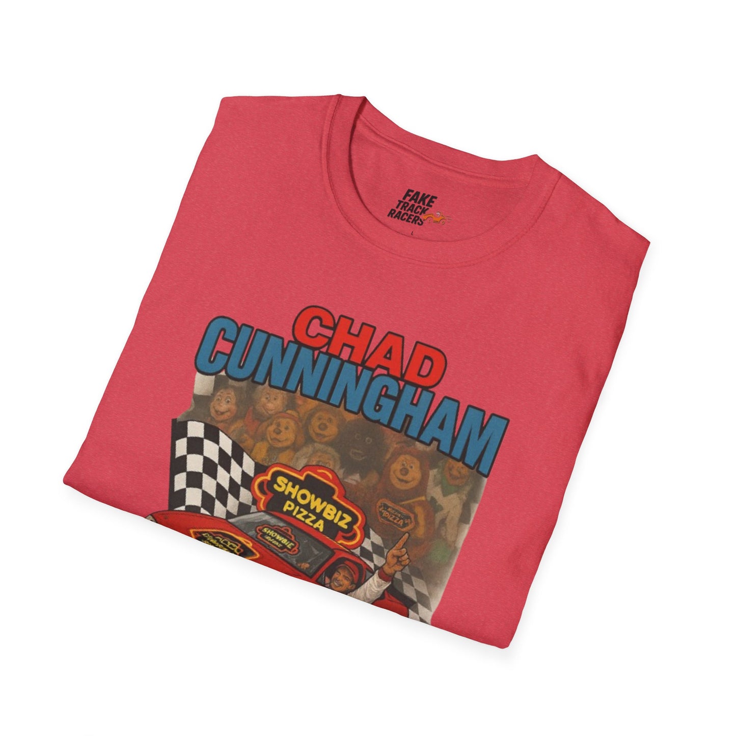 Vintage Style 90s Racing Tee Shirt CHAD CUNNINGHAM Showbiz Fake Track Racers