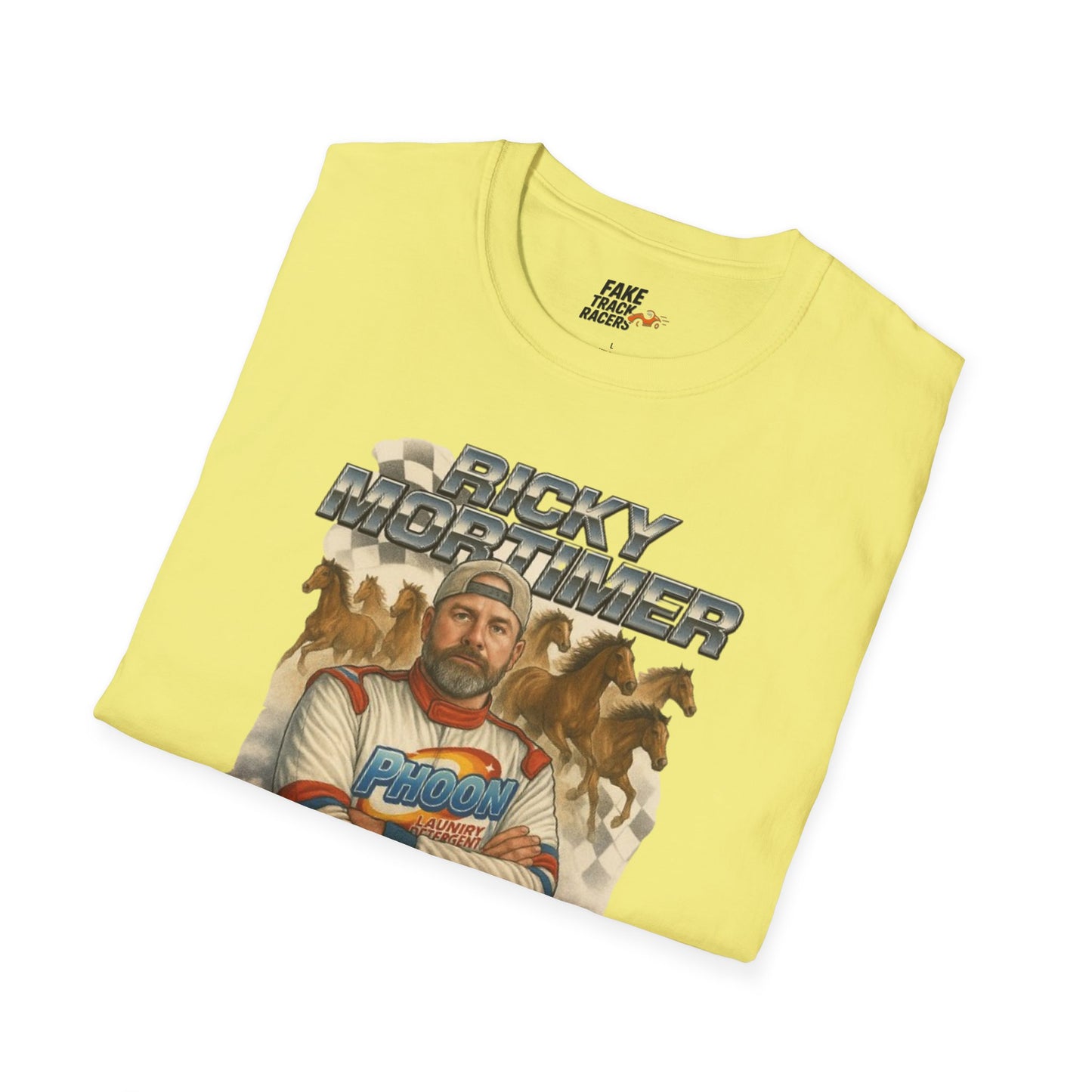 Vintage Style 90s Racing Tee Shirt RICKY MORTIMER PHOON Fake Track Racers