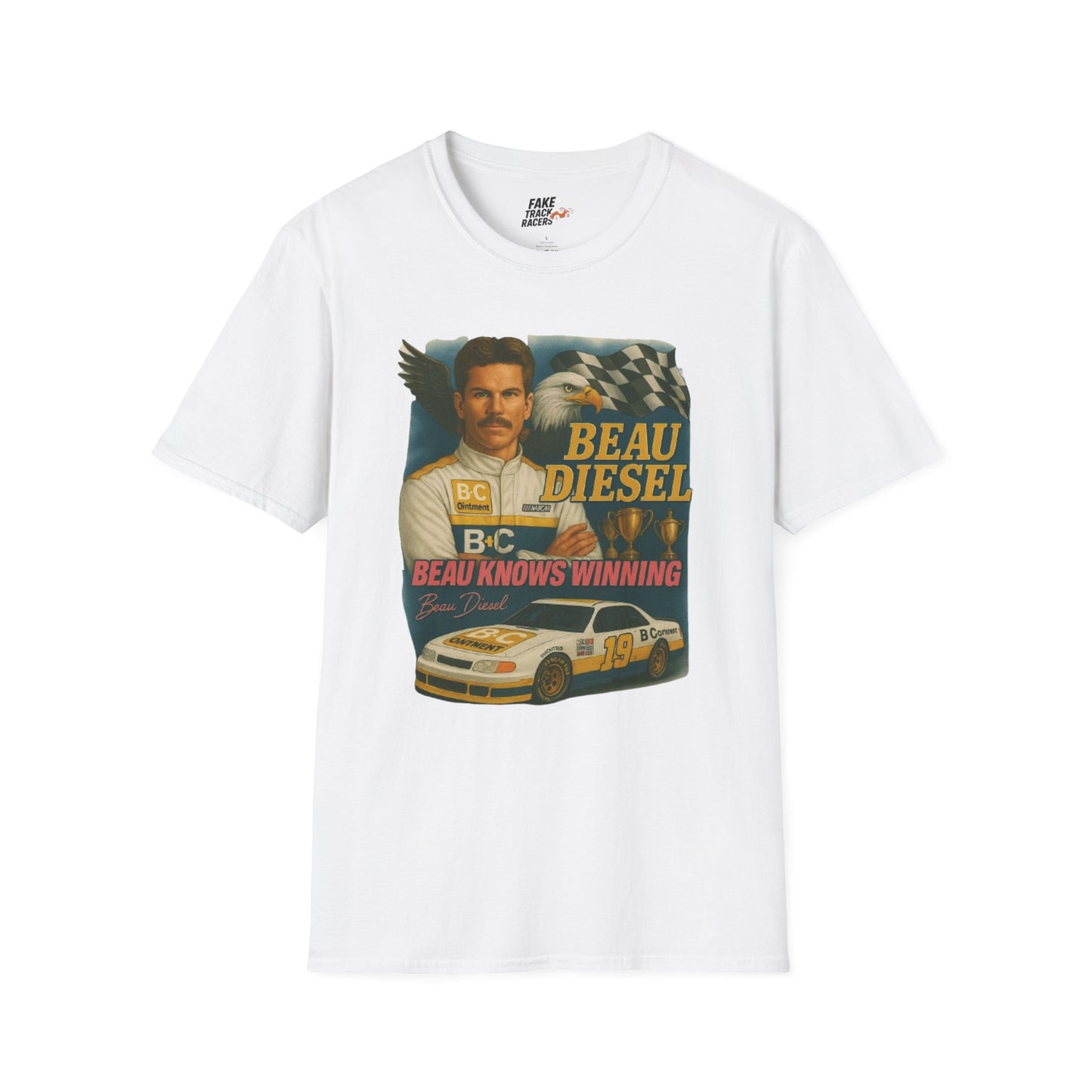 Vintage Style 90s Racing Tee Shirt BEAU DIESEL BC Fake Track Racers