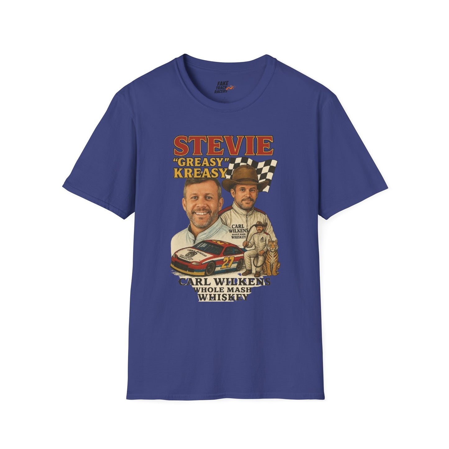 Vintage Style 90s Racing Tee Shirt STEVIE KREASY Whiskey Fake Track Racers