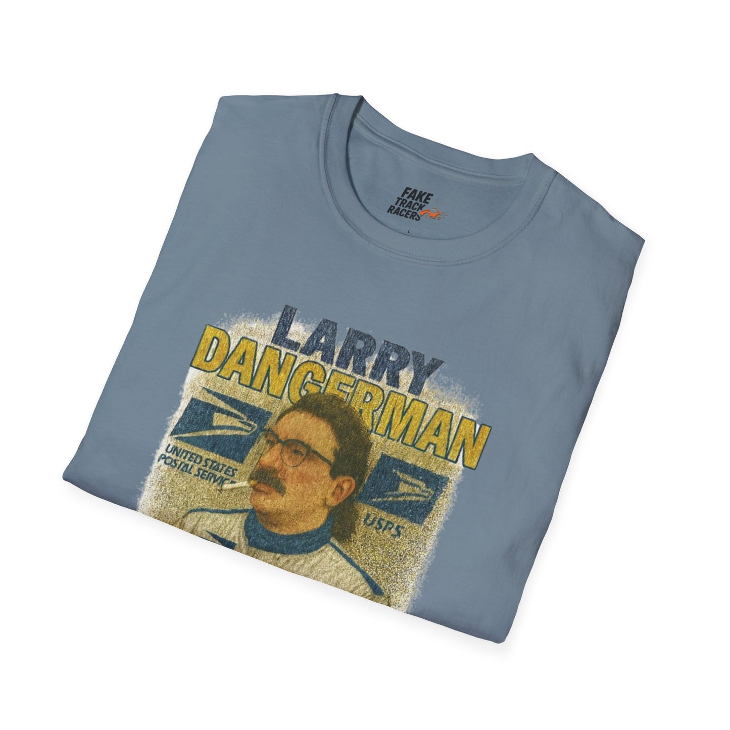 Vintage Style 90s Racing Tee Shirt LARRY DANGERMAN Deliver Shirt Fake Track Racers