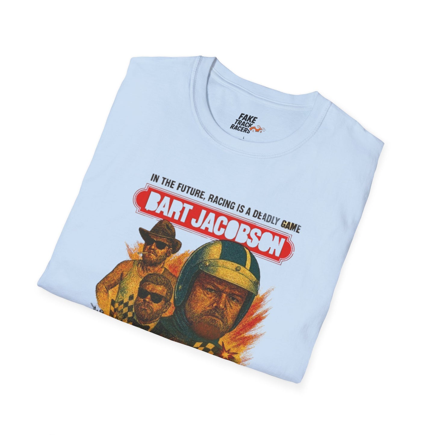 Vintage Style 90s Racing Tee Shirt BART JACOBSON Baddest Fake Track Racers