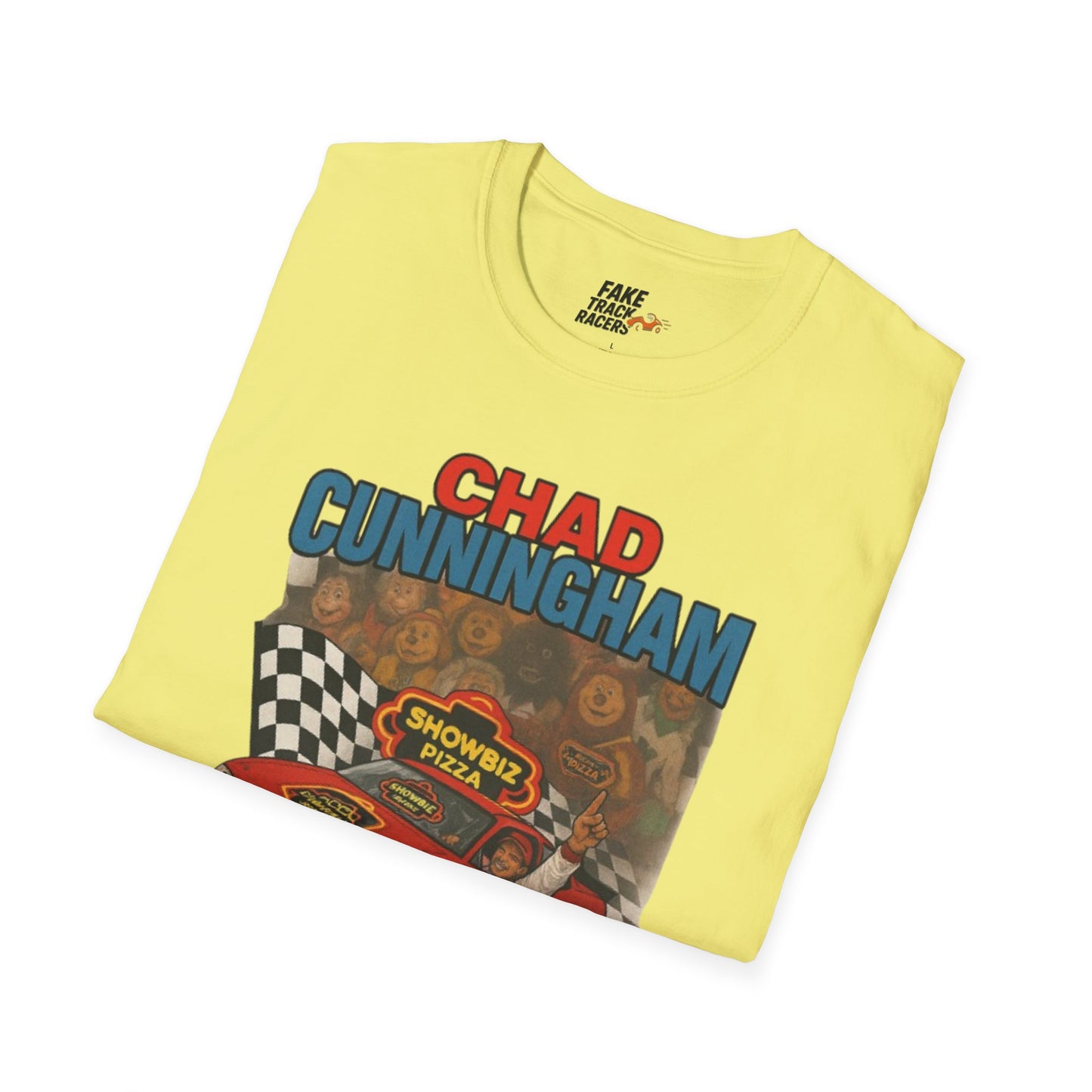 Vintage Style 90s Racing Tee Shirt CHAD CUNNINGHAM Showbiz Fake Track Racers