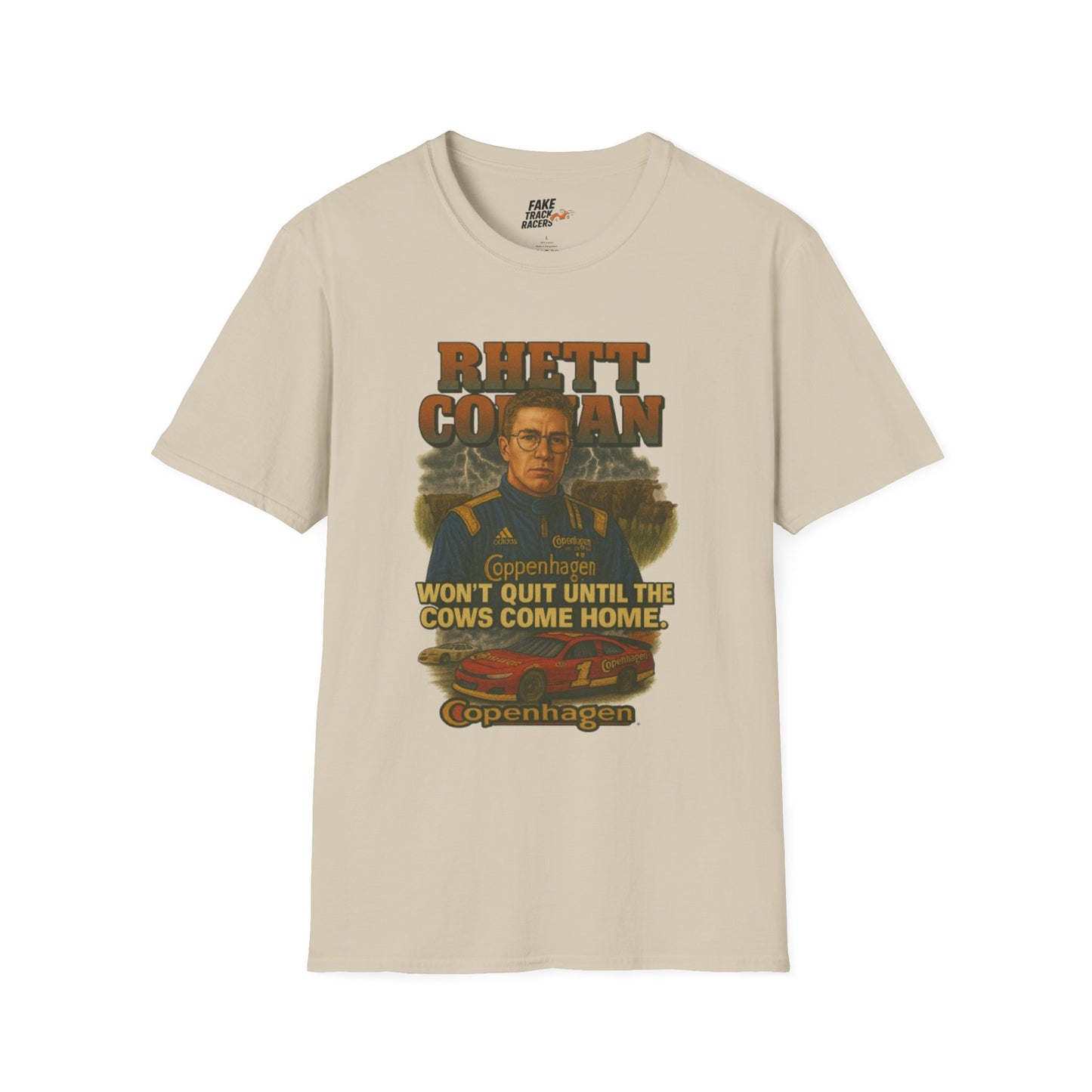 Vintage 90s Racing Tee Shirt RHETT COWAN, Fake Track Racing Shirt