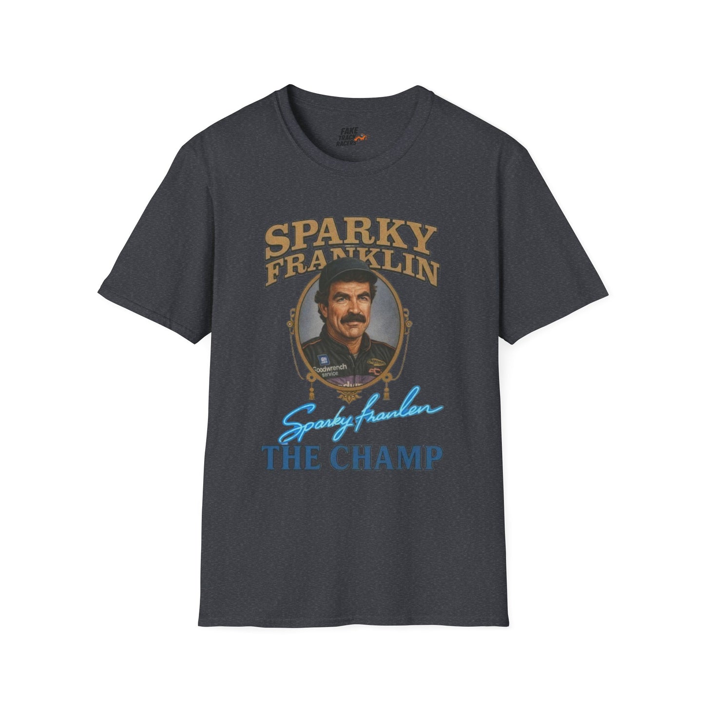 Vintage Style 90s Racing Tee Shirt SPARKY FRANKLIN OCTAVOLINE Fake Track Racers
