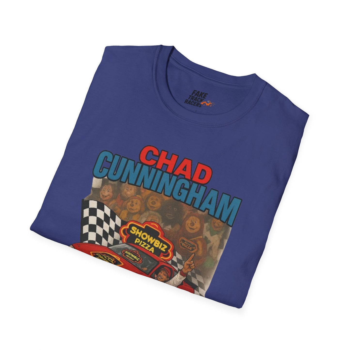 Vintage Style 90s Racing Tee Shirt CHAD CUNNINGHAM Showbiz Fake Track Racers