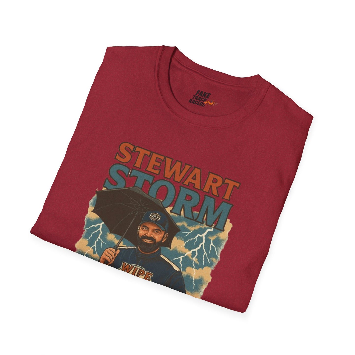 Vintage Style 90s Racing Tee Shirt STEWART STORM Wipe Boss Fake Track Racers