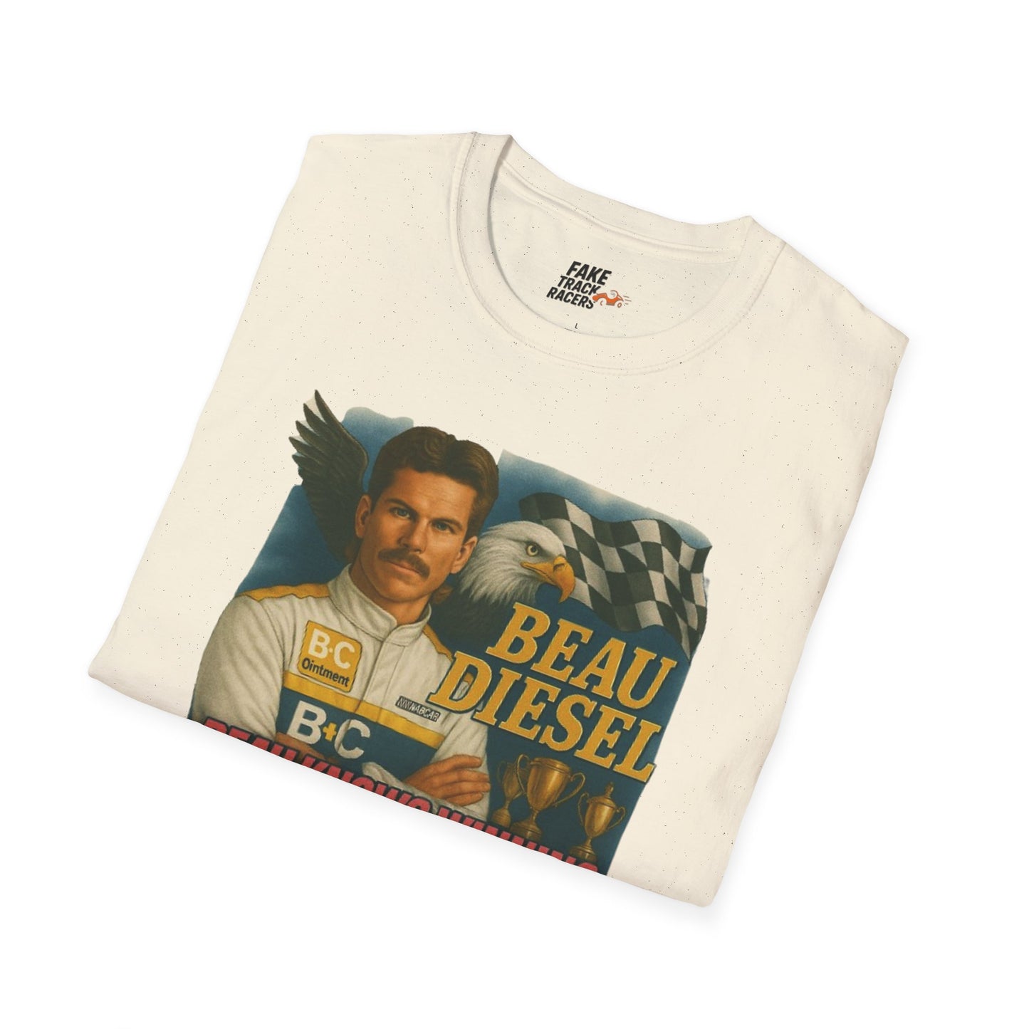 Vintage Style 90s Racing Tee Shirt BEAU DIESEL BC Fake Track Racers