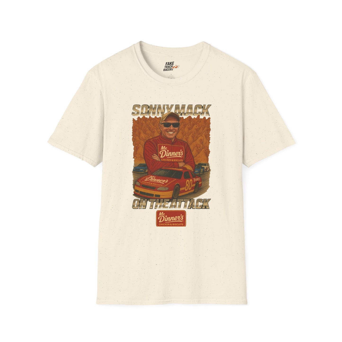 Vintage Style 90s Racing Tee Shirt SONNY MACK Mr Dinners Fake Track Racers