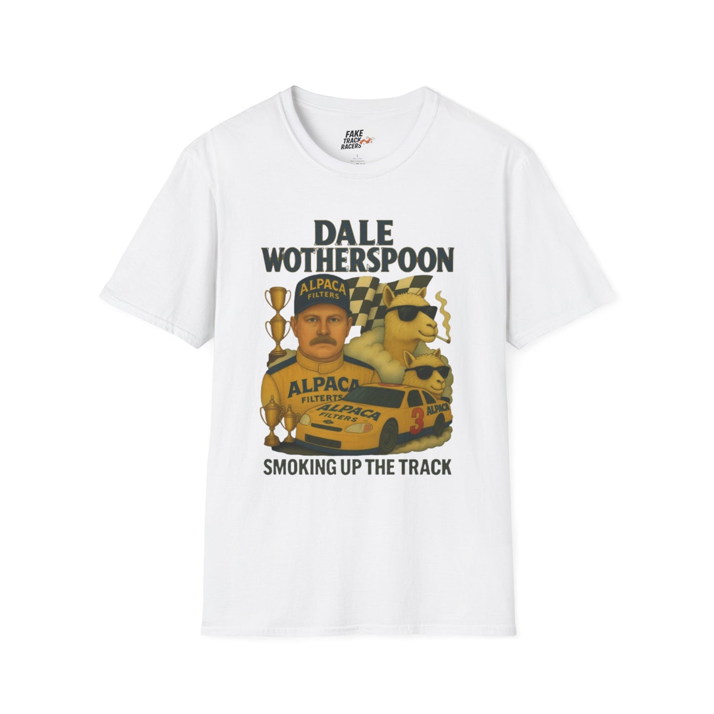 Vintage Style 90s Racing Tee Shirt DALE WOTHERSPOON Alpaca Fake Track Racers