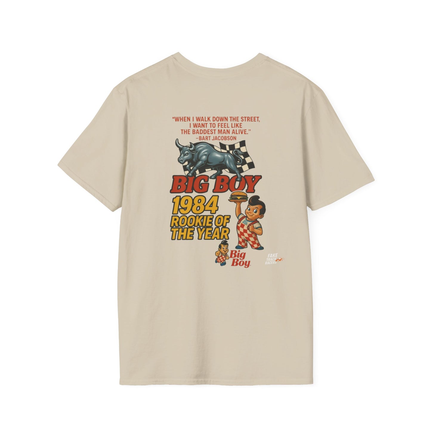 Vintage Style 90s Racing Tee Shirt BART JACOBSON Baddest Fake Track Racers