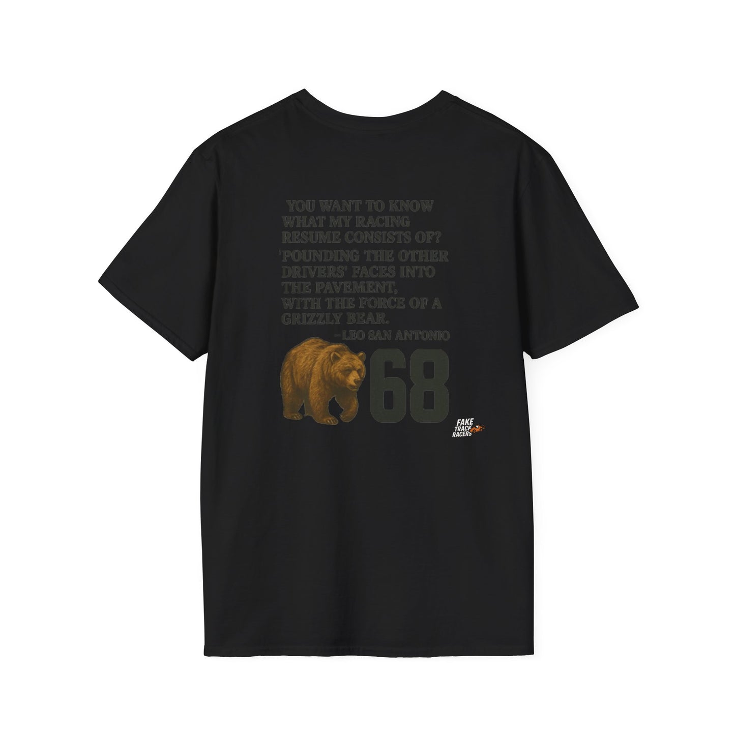 Vintage Style 90s Racing Tee Shirt LEO SAN ANTONIO Grizzly Shirt Fake Track Racers