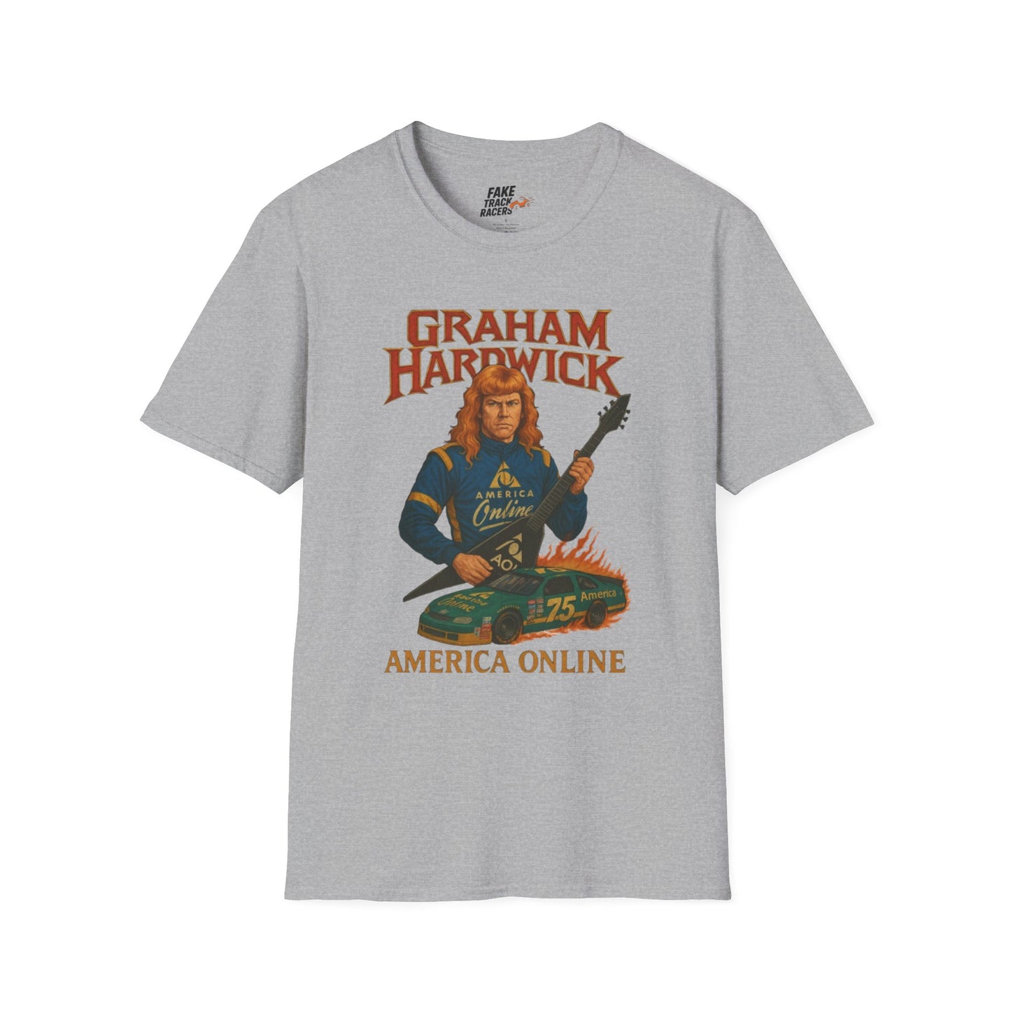 Vintage Style 90s Racing Tee Shirt GRAHAM HARDWICK AOL Fake Track Racers