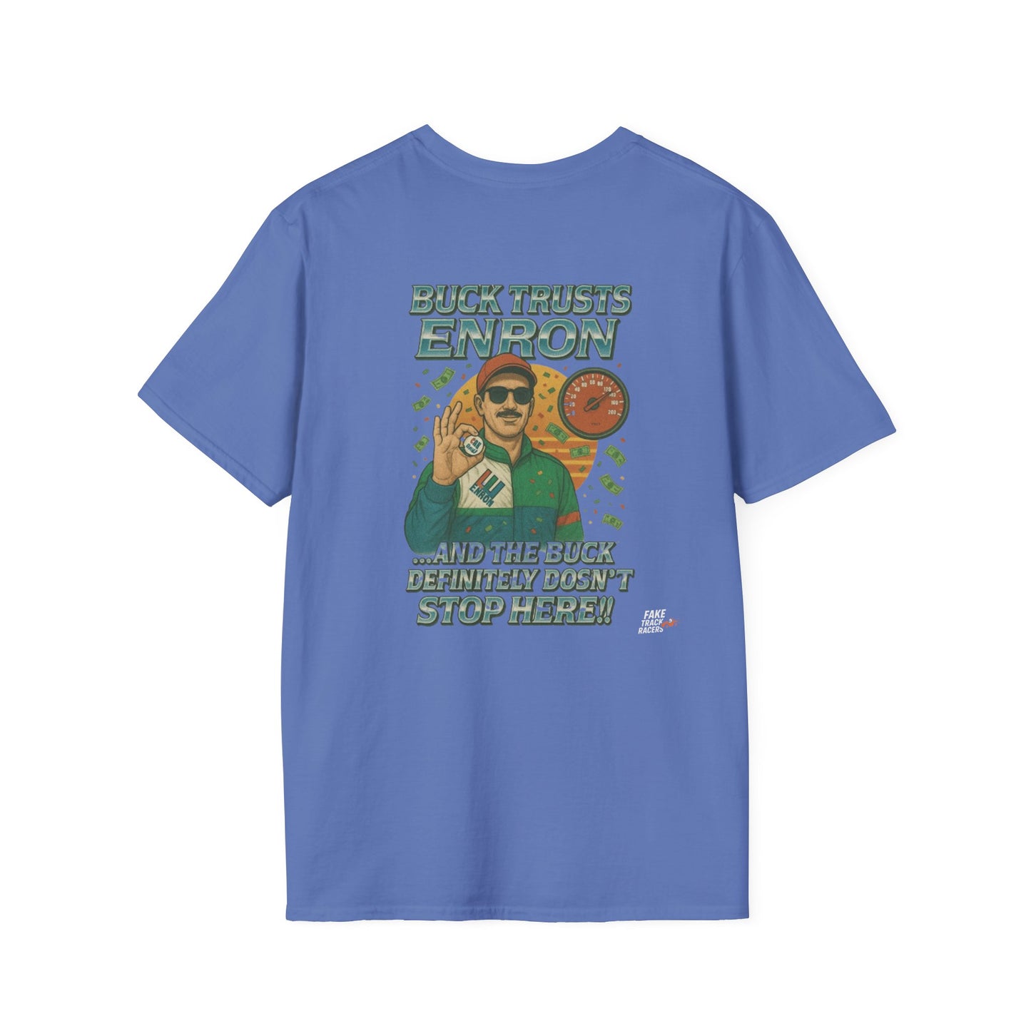 Vintage Style 90s Racing Tee Shirt BUCK BLANKENSHIP Enron Fake Track Racers