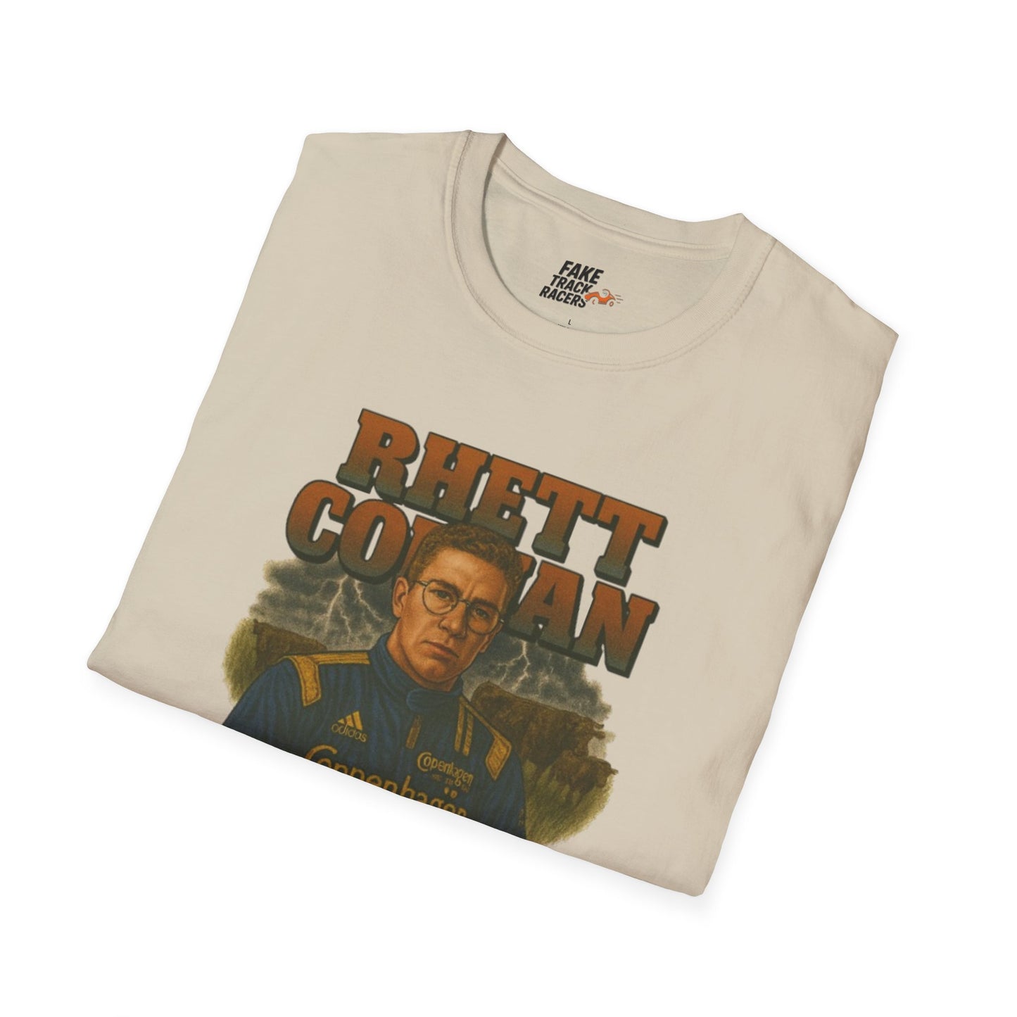 Vintage 90s Racing Tee Shirt RHETT COWAN, Fake Track Racing Shirt