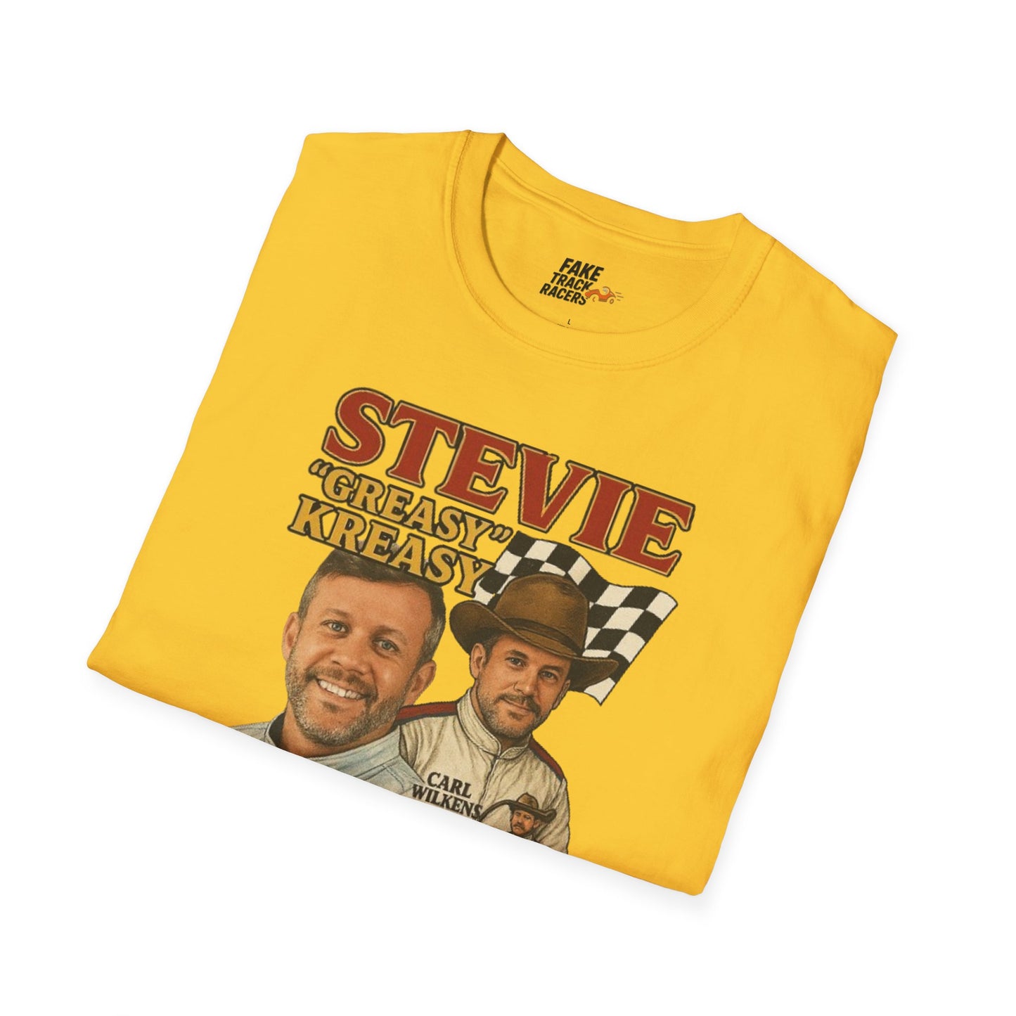 Vintage Style 90s Racing Tee Shirt STEVIE KREASY Whiskey Fake Track Racers
