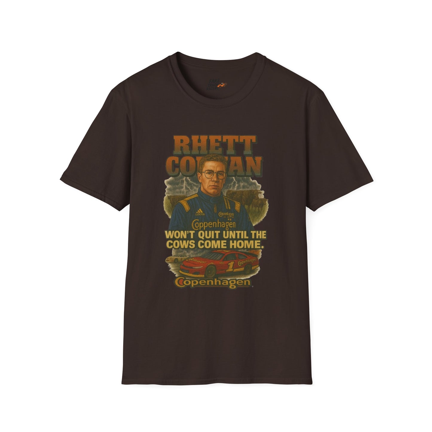 Vintage 90s Racing Tee Shirt RHETT COWAN, Fake Track Racing Shirt