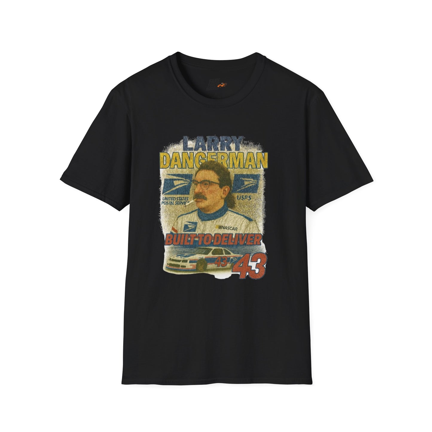 Vintage Style 90s Racing Tee Shirt LARRY DANGERMAN Deliver Shirt Fake Track Racers