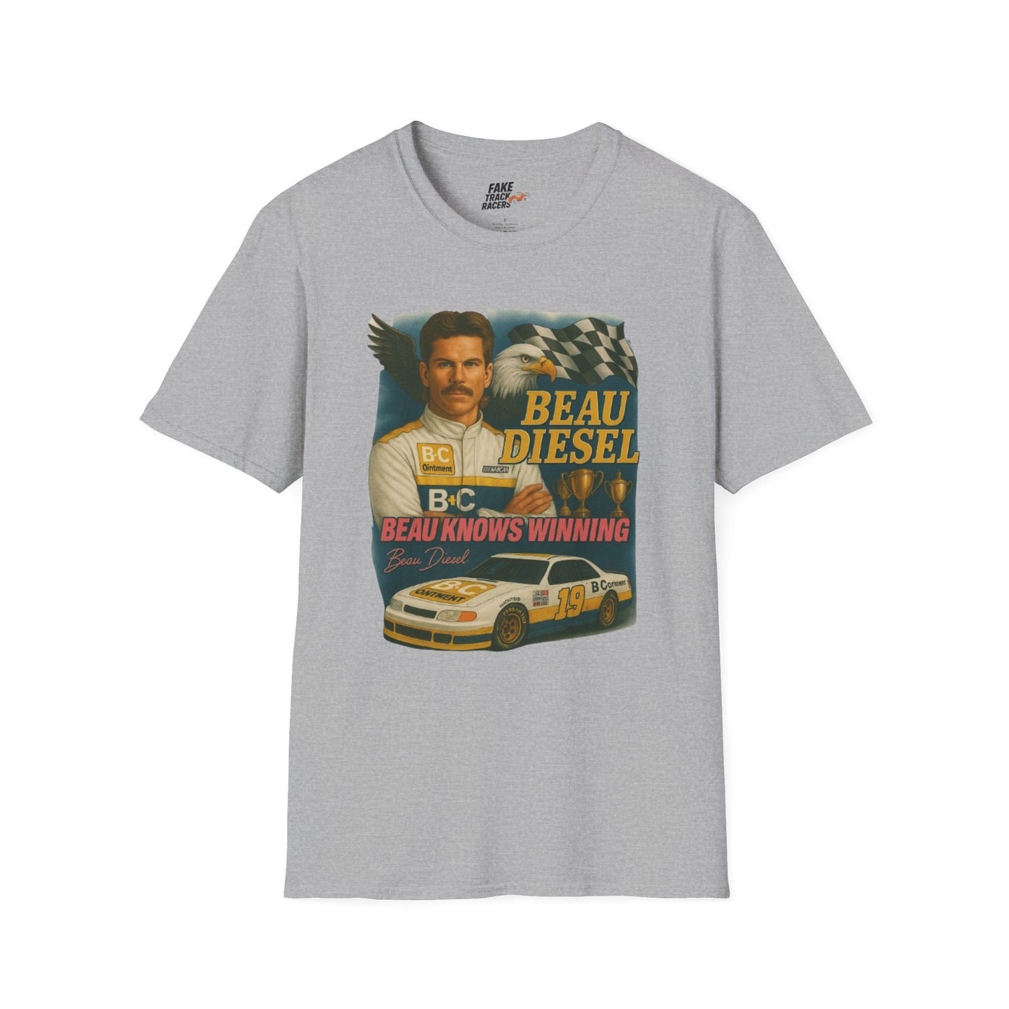 Vintage Style 90s Racing Tee Shirt BEAU DIESEL BC Fake Track Racers