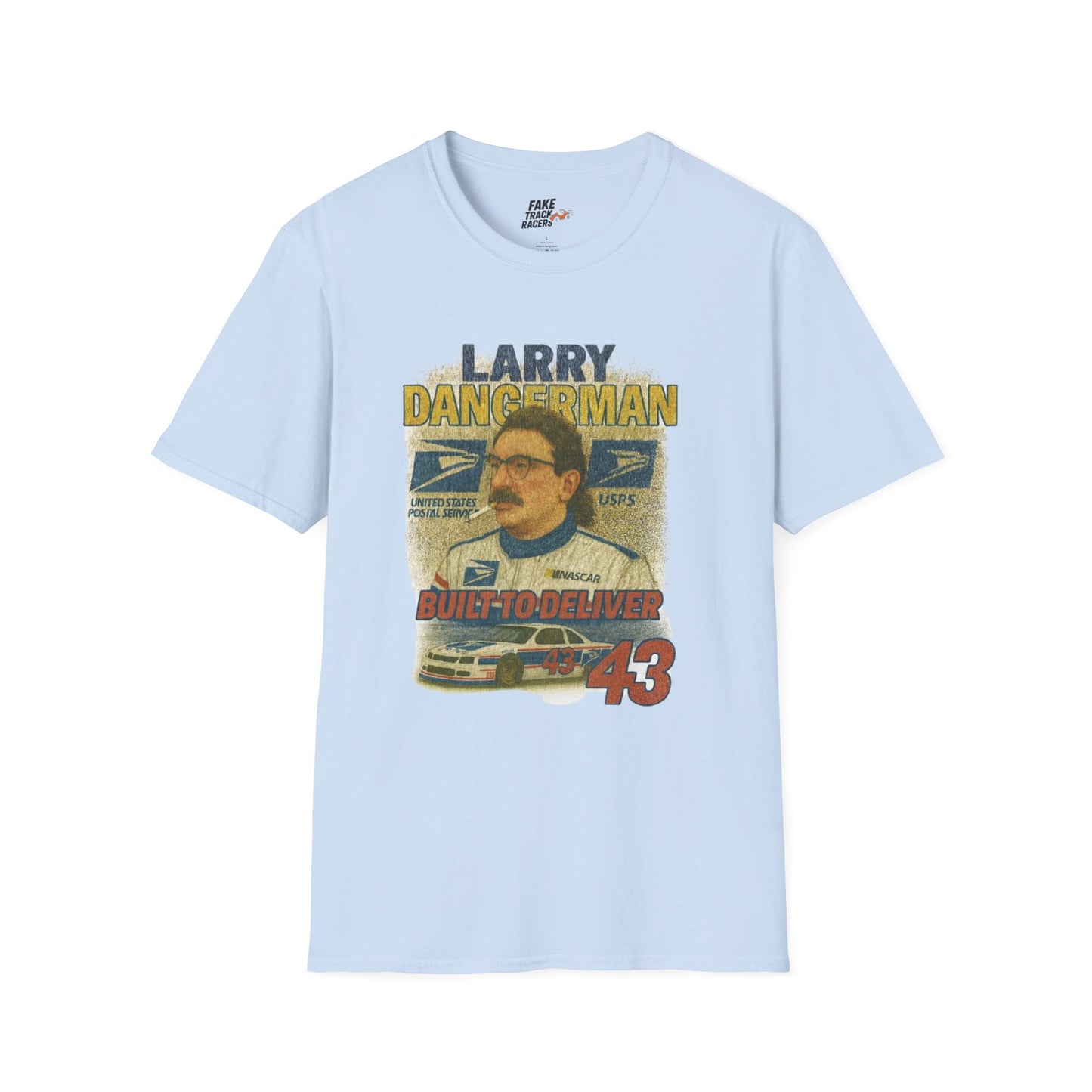 Vintage Style 90s Racing Tee Shirt LARRY DANGERMAN Deliver Shirt Fake Track Racers