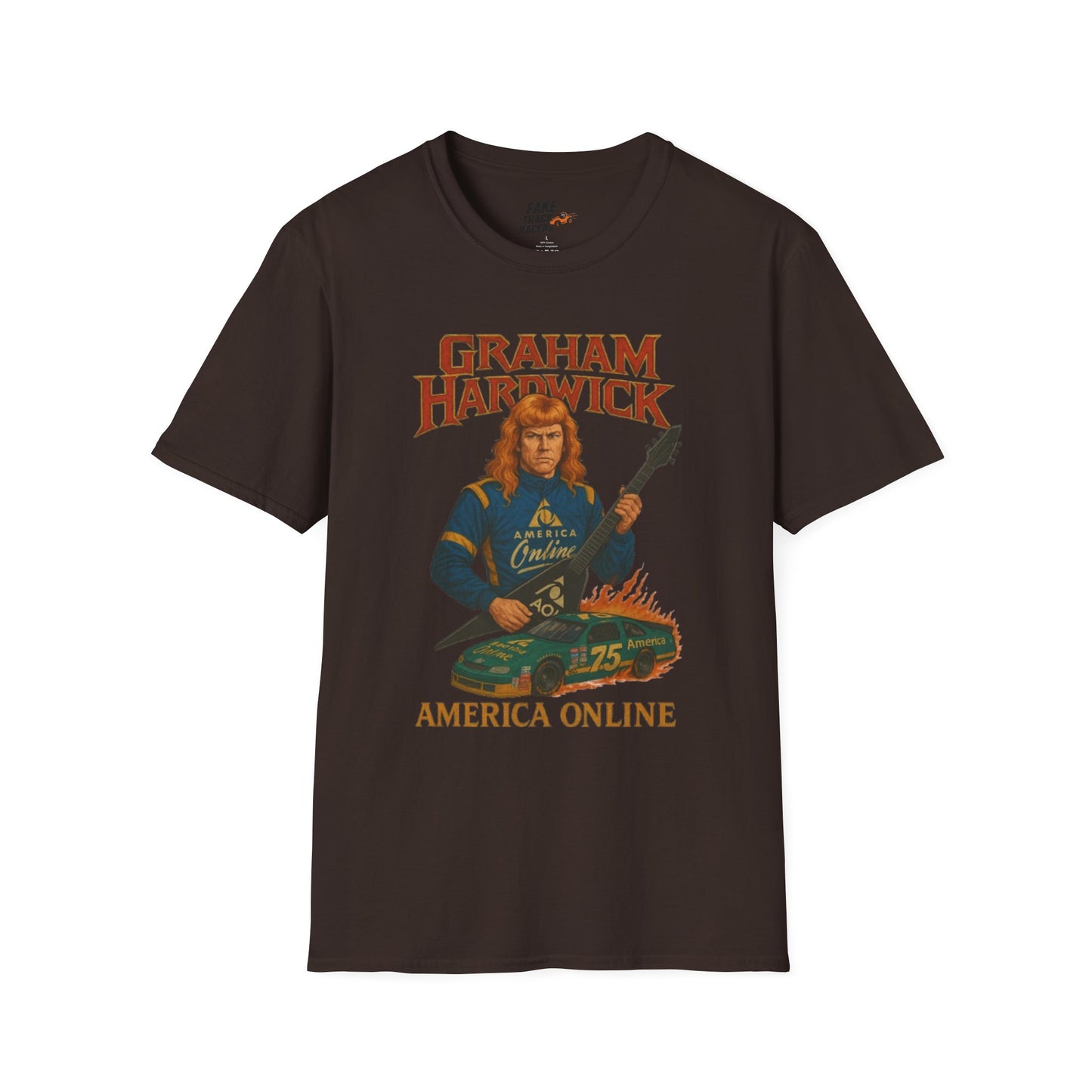Vintage Style 90s Racing Tee Shirt GRAHAM HARDWICK AOL Fake Track Racers