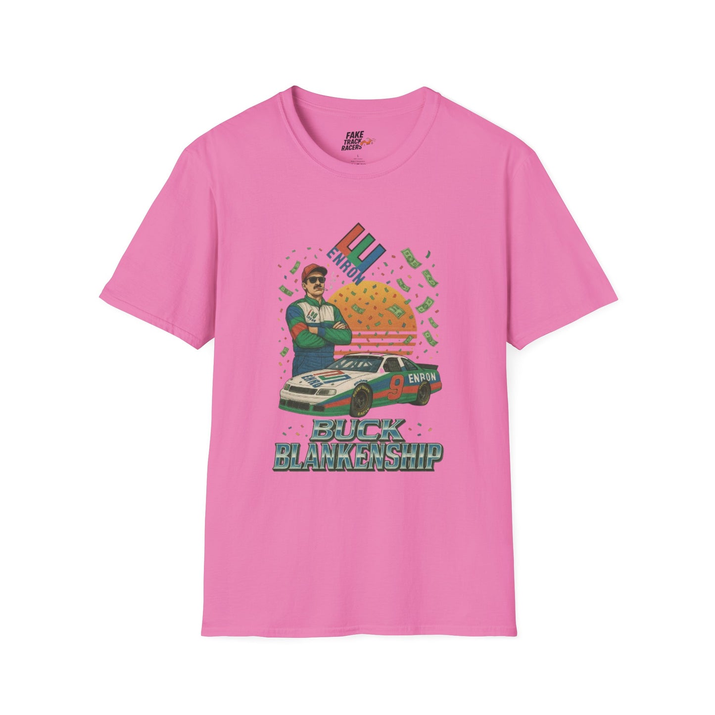 Vintage Style 90s Racing Tee Shirt BUCK BLANKENSHIP Enron Fake Track Racers