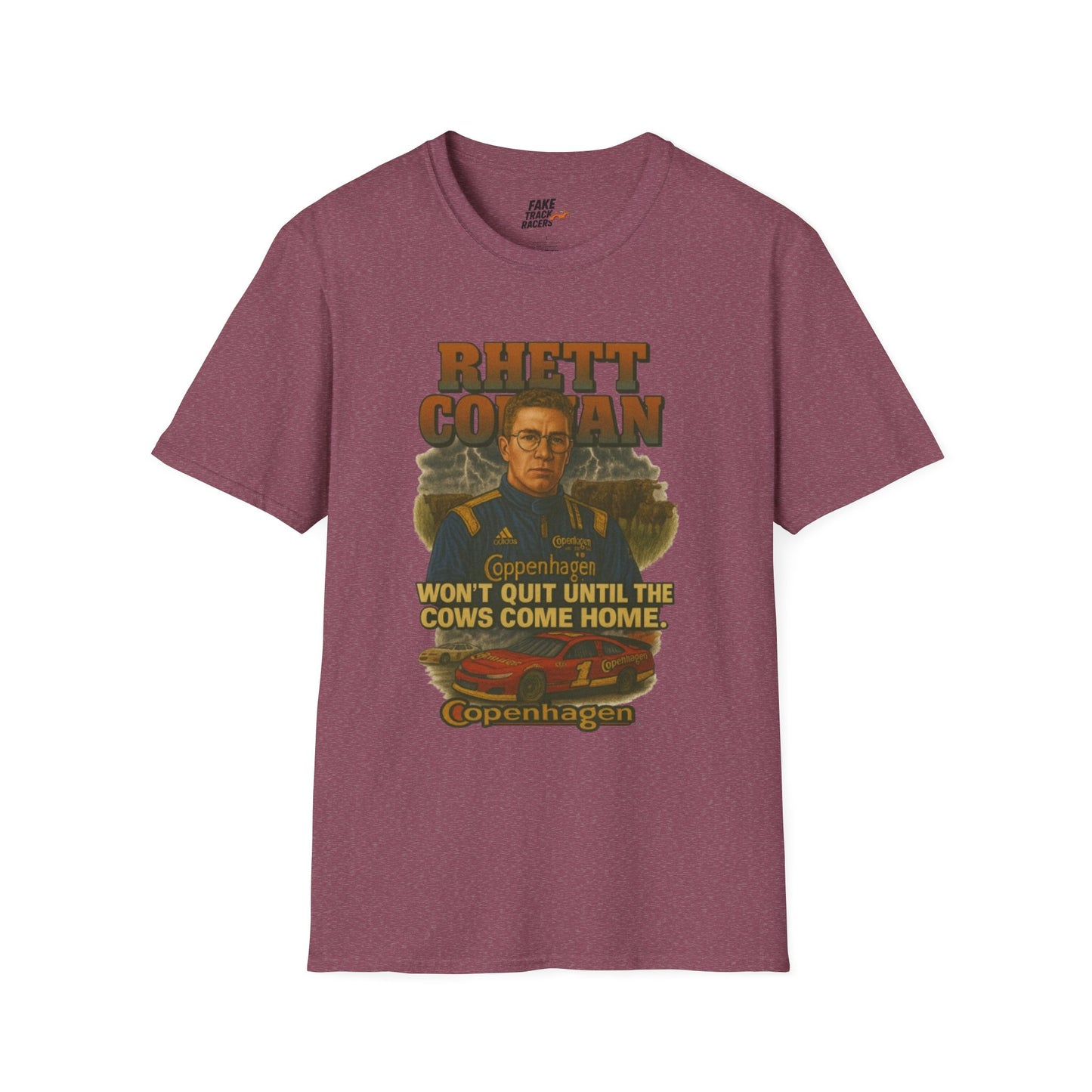 Vintage 90s Racing Tee Shirt RHETT COWAN, Fake Track Racing Shirt