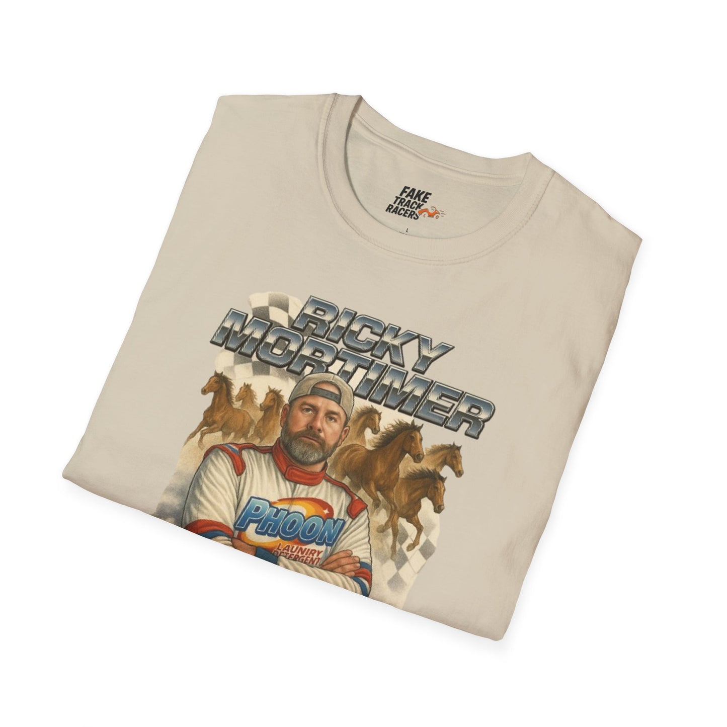 Vintage Style 90s Racing Tee Shirt RICKY MORTIMER PHOON Fake Track Racers