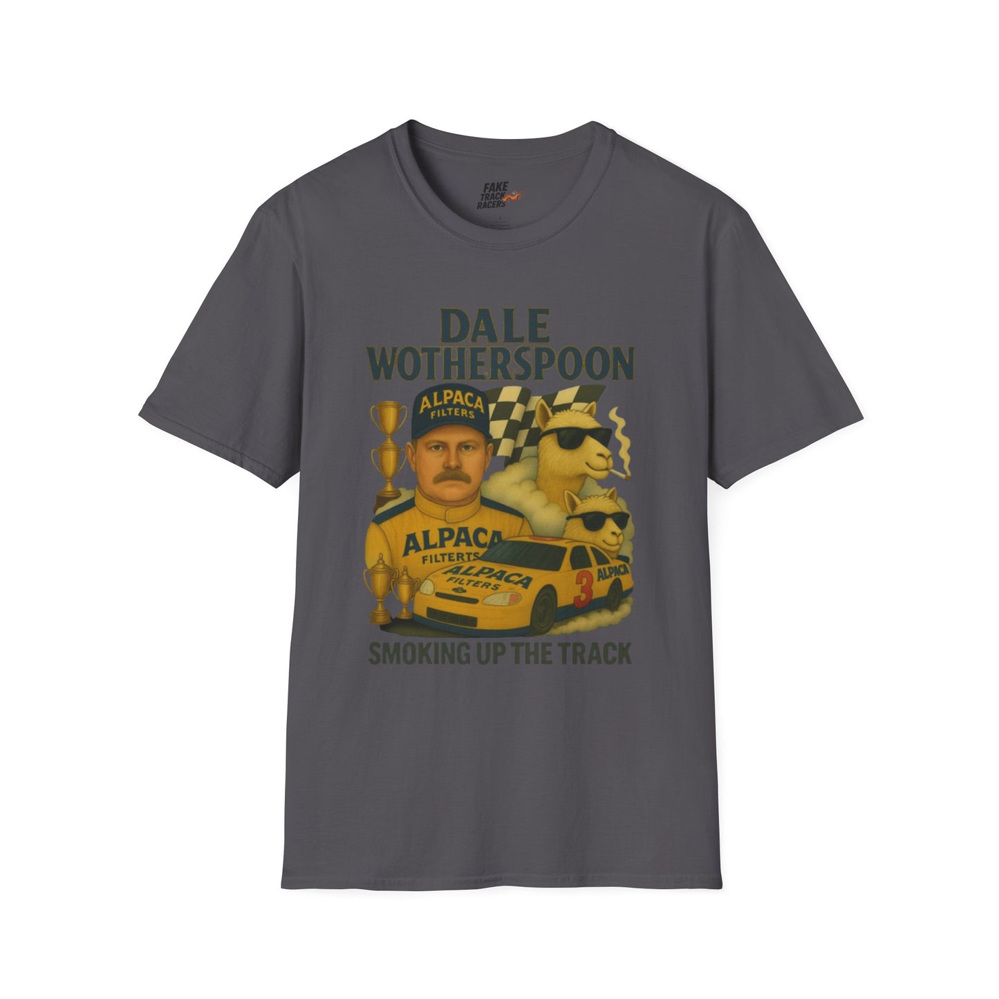 Vintage Style 90s Racing Tee Shirt DALE WOTHERSPOON Alpaca Fake Track Racers