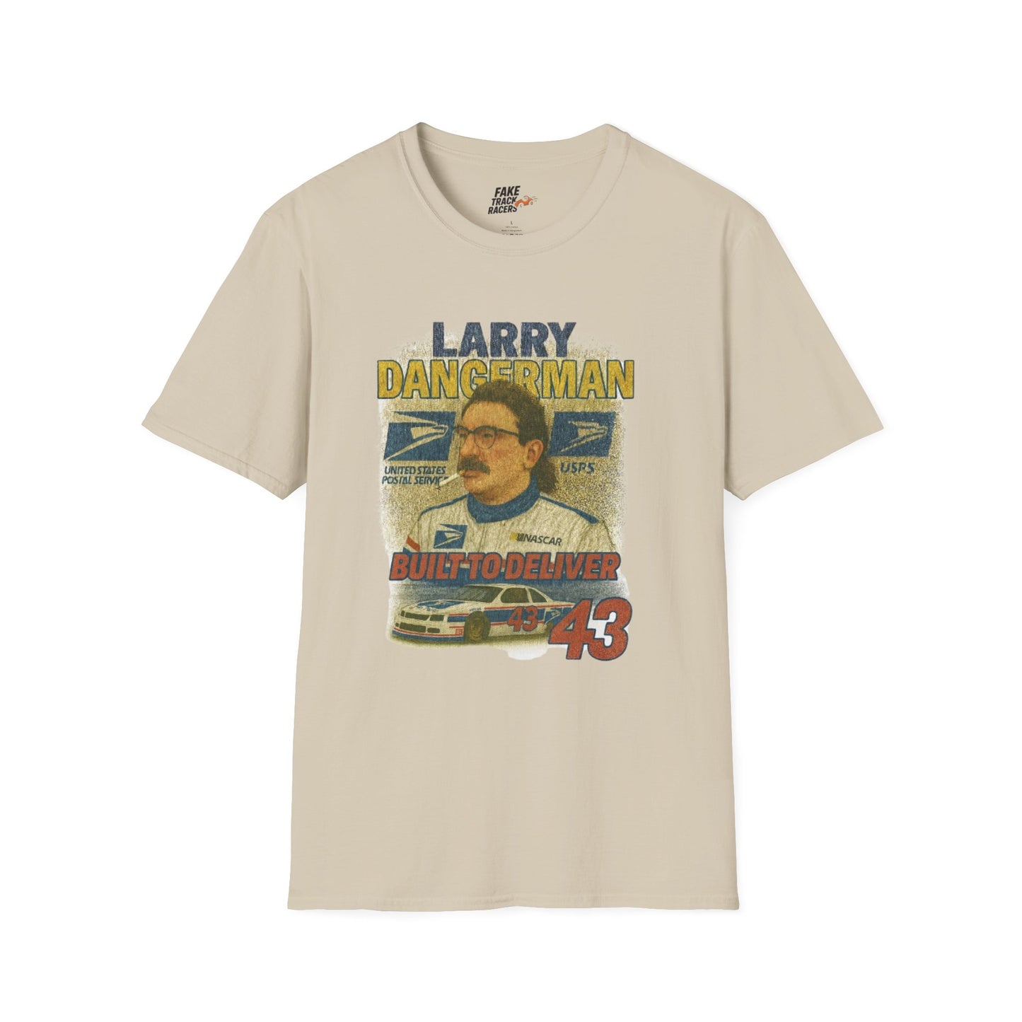 Vintage Style 90s Racing Tee Shirt LARRY DANGERMAN Deliver Shirt Fake Track Racers