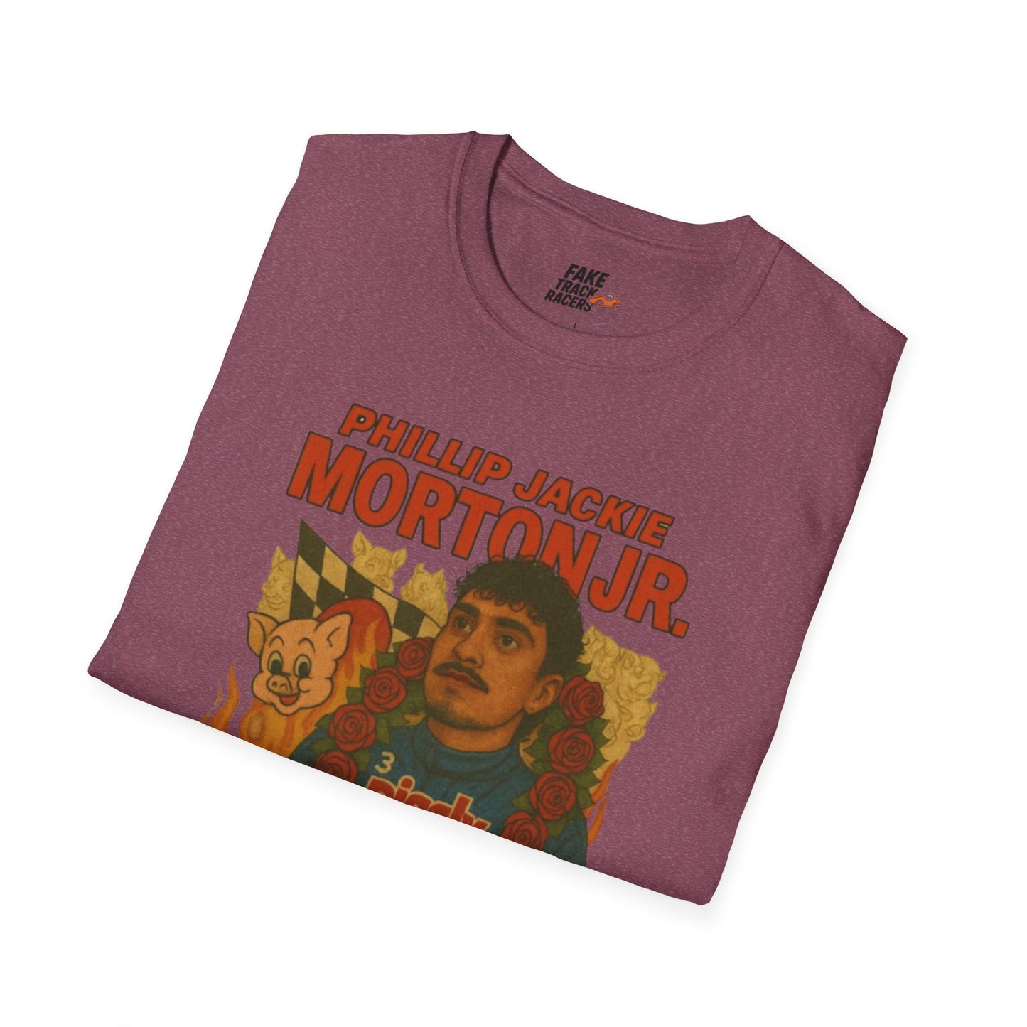 Vintage Style 90s Racing Tee Shirt PHILLIP JACKIE MORTON JR PW Fake Track Racers