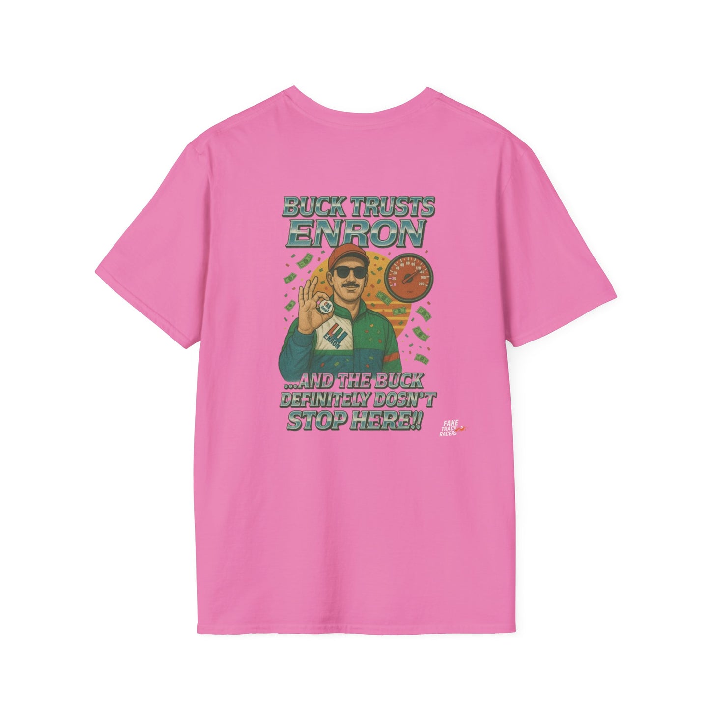 Vintage Style 90s Racing Tee Shirt BUCK BLANKENSHIP Enron Fake Track Racers