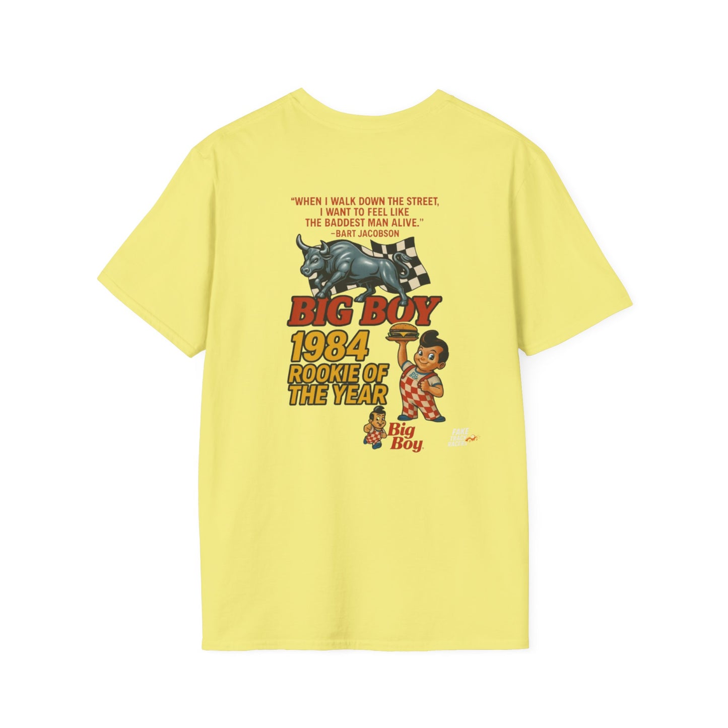 Vintage Style 90s Racing Tee Shirt BART JACOBSON Baddest Fake Track Racers