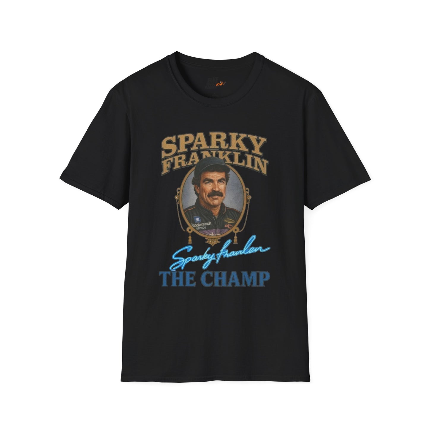 Vintage Style 90s Racing Tee Shirt SPARKY FRANKLIN OCTAVOLINE Fake Track Racers