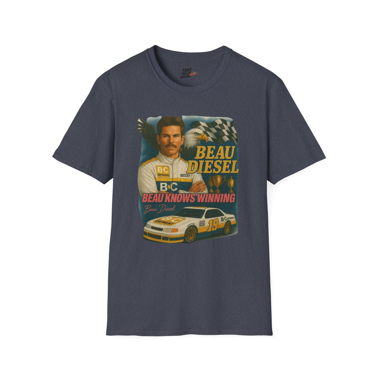 Vintage Style 90s Racing Tee Shirt BEAU DIESEL BC Fake Track Racers