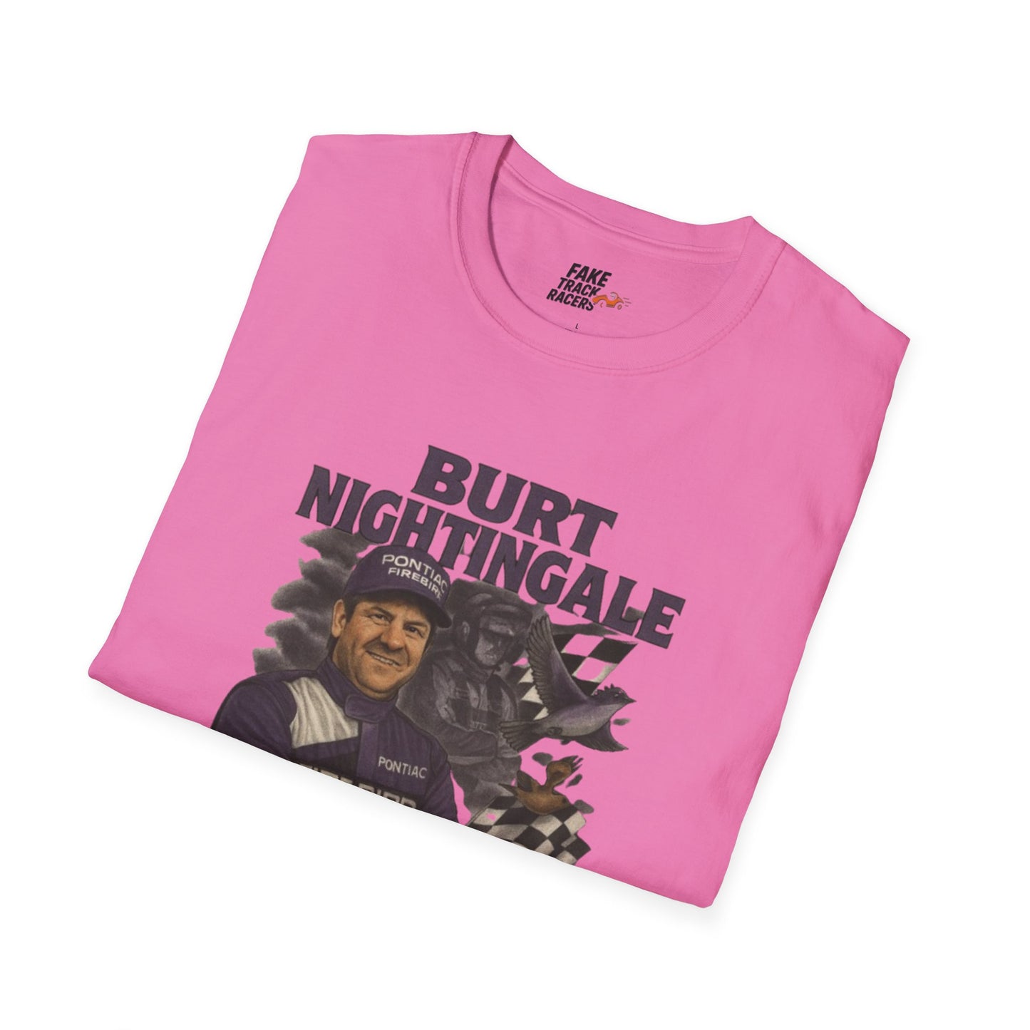 Vintage Style 90s Racing Tee Shirt BURT NIGHTINGALE Song Bird Fake Track Racers