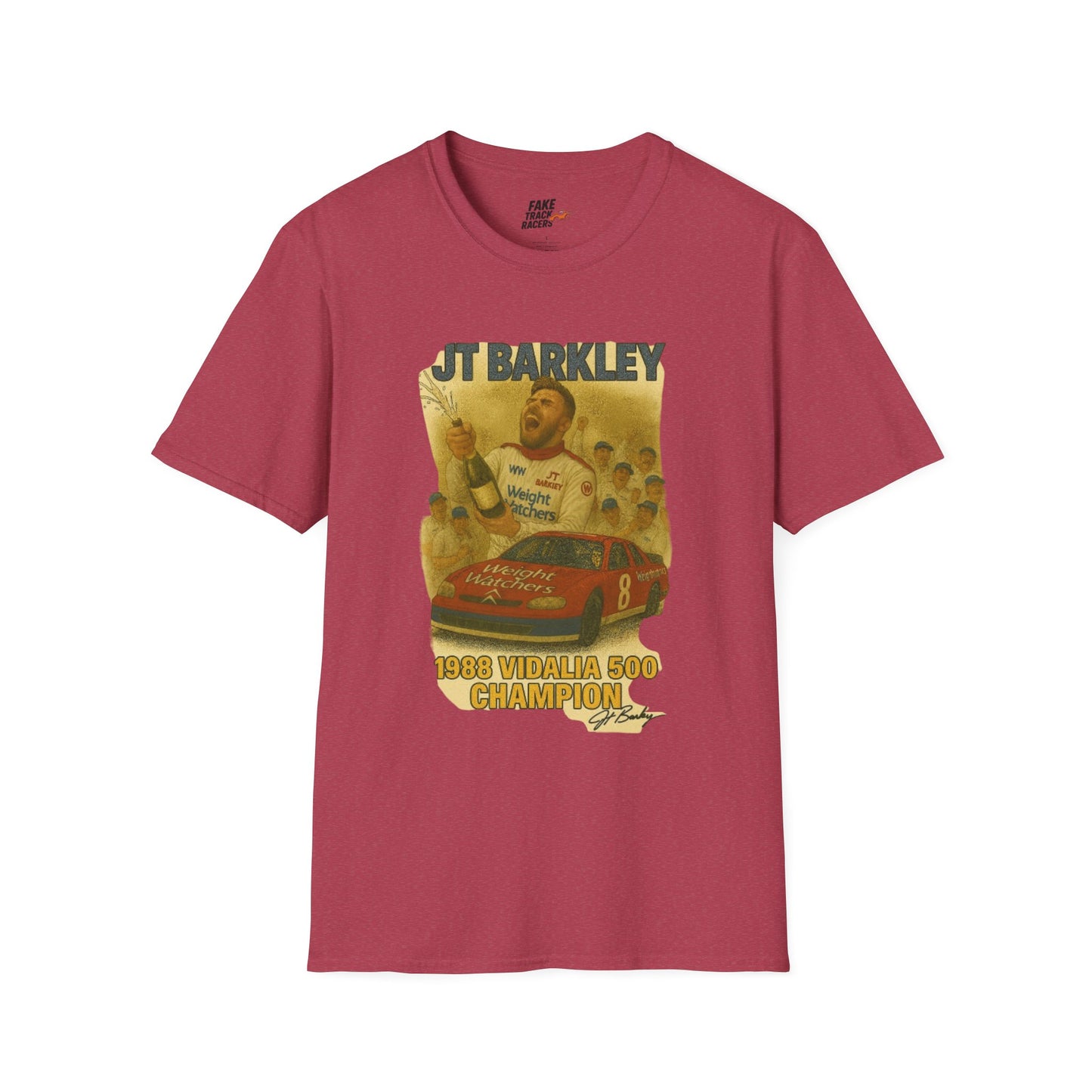 Vintage Style 90s Racing Tee Shirt JT BARKLEY Champion Shirt Fake Track Racers