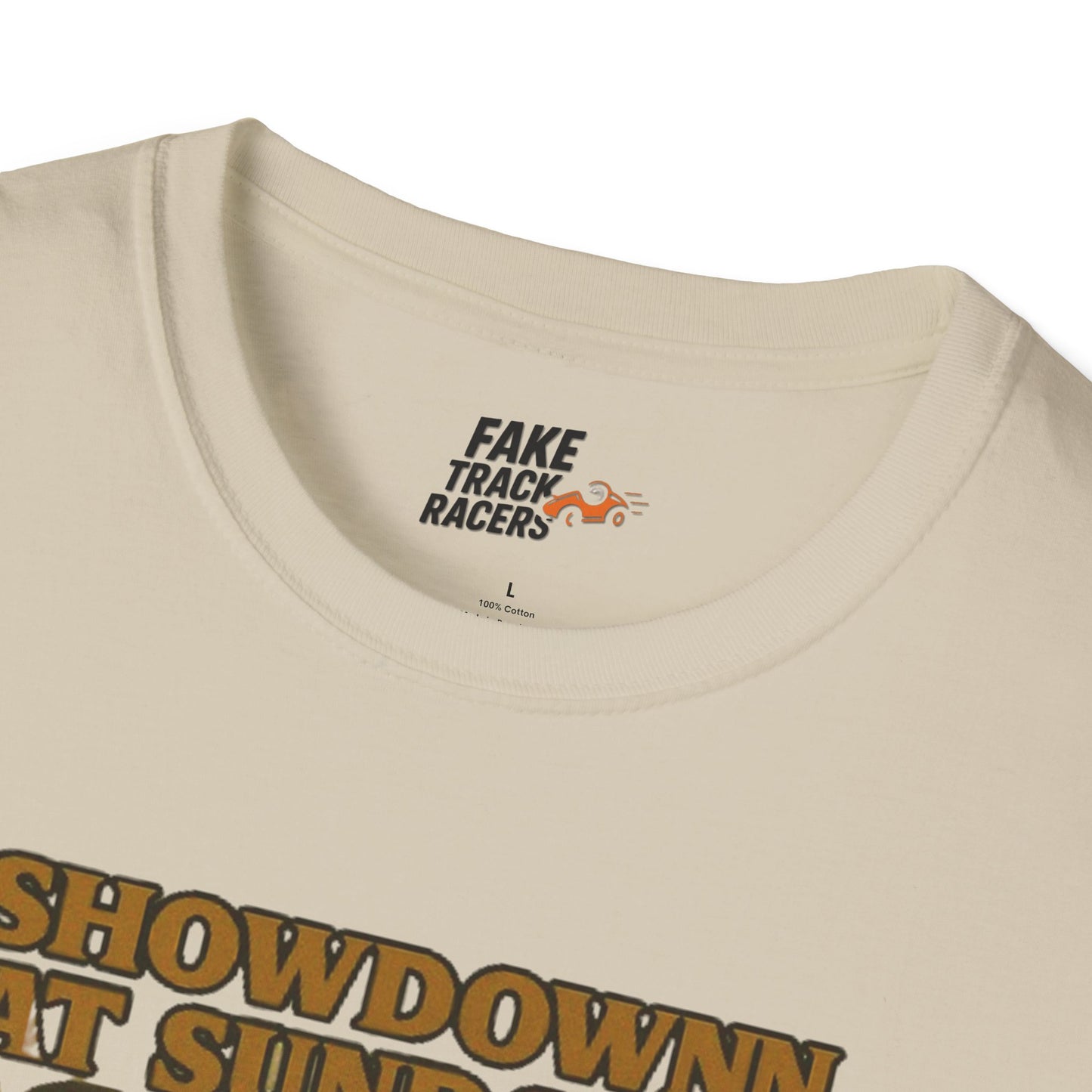 Vintage Style 90s Racing Tee Shirt SHOWDOWN AT SUNDOWN Fake Track Racers