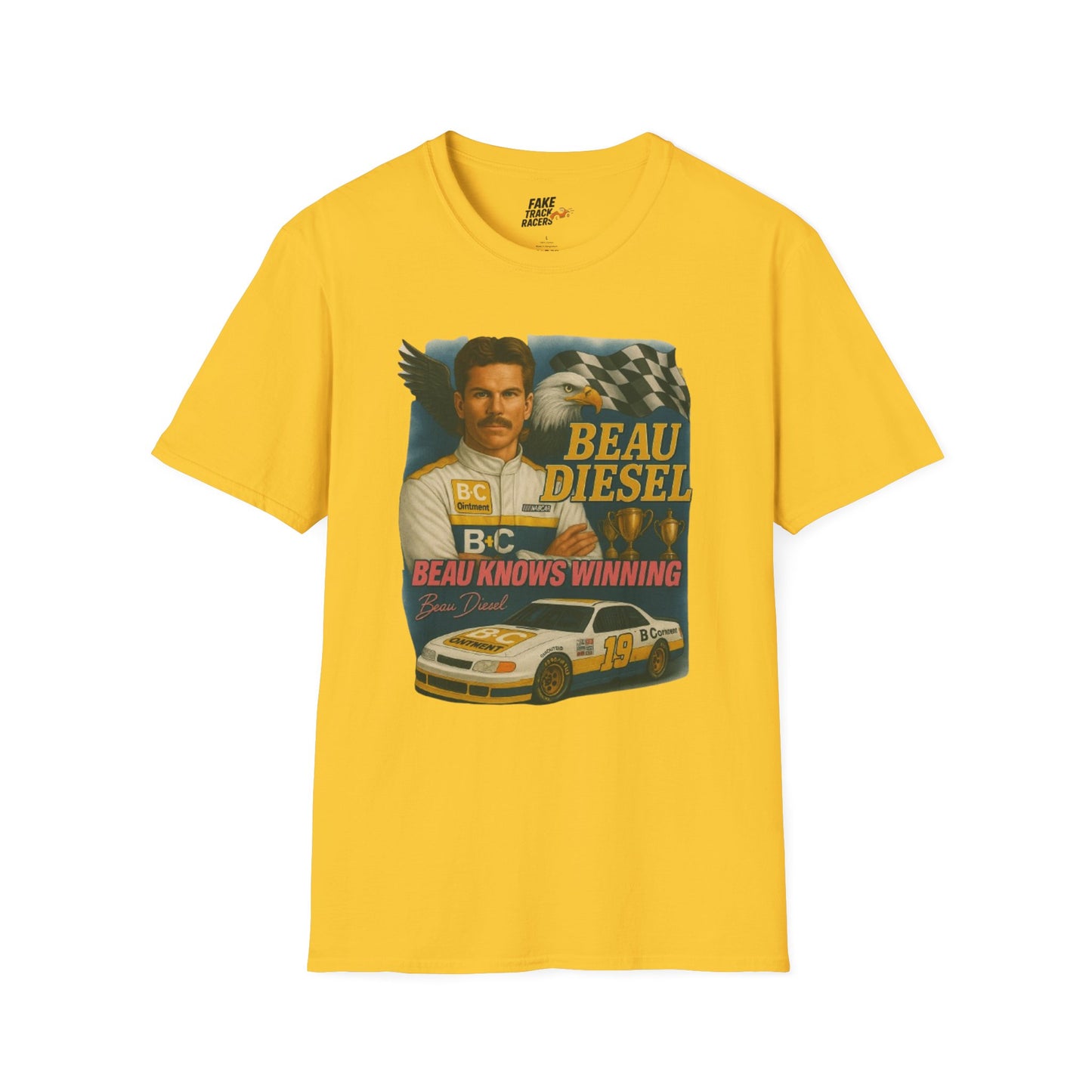 Vintage Style 90s Racing Tee Shirt BEAU DIESEL BC Fake Track Racers