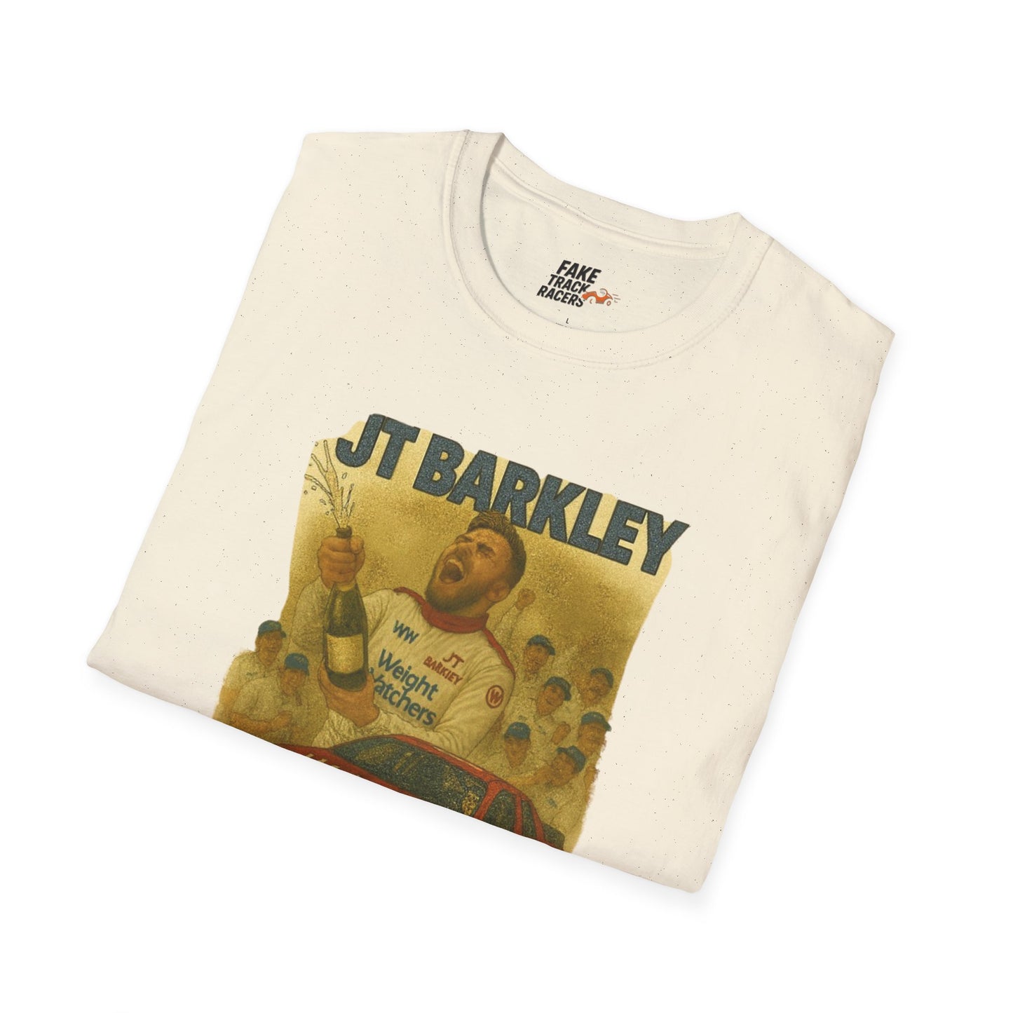 Vintage Style 90s Racing Tee Shirt JT BARKLEY Champion Shirt Fake Track Racers