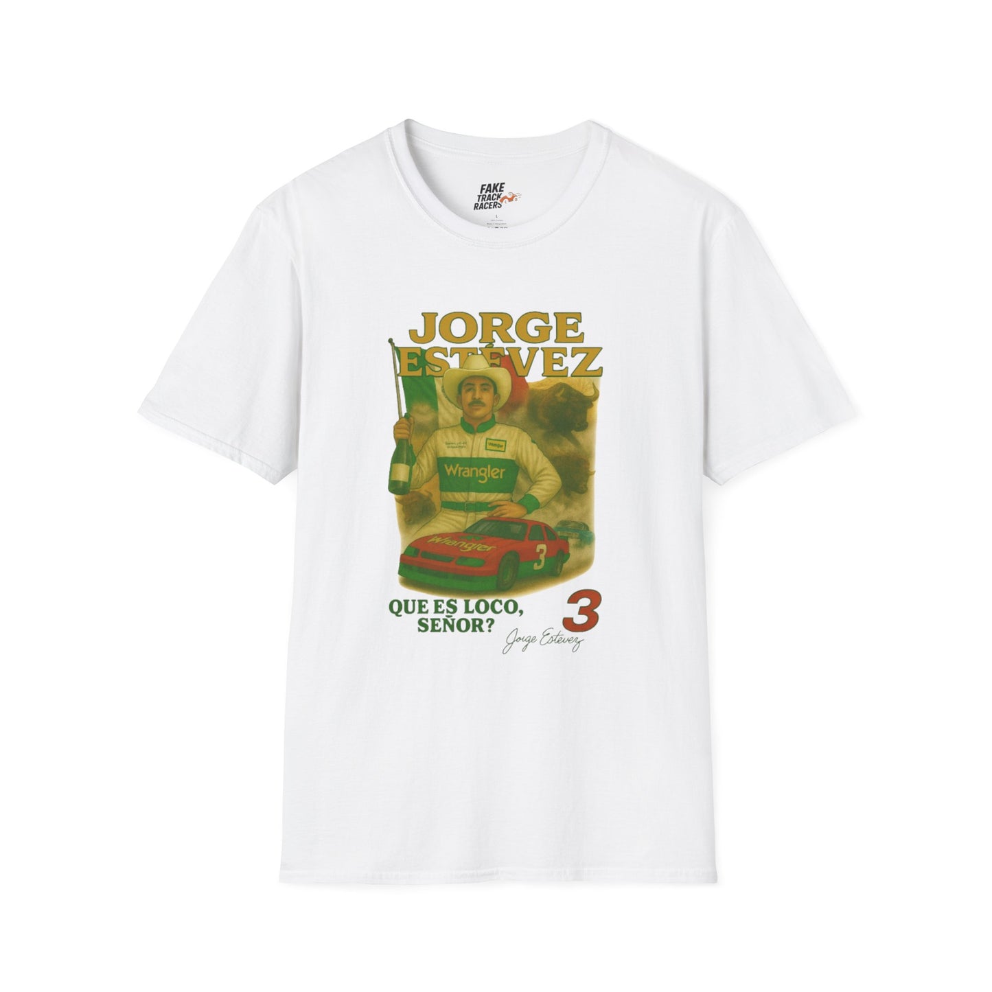 Vintage Style 90s Racing Tee Shirt JORGE ESTEVEZ Cerveza Champ Fake Track Racers