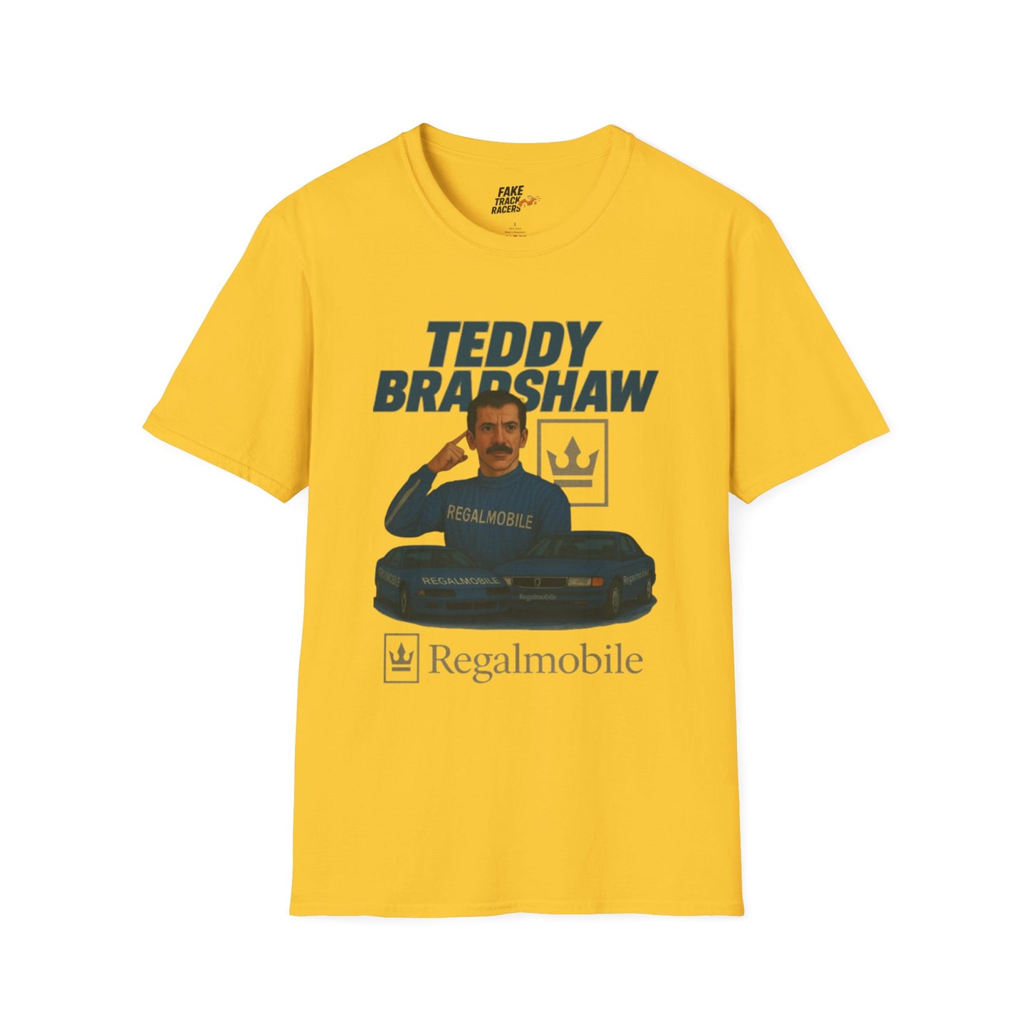 Vintage Style 90s Racing Tee Shirt TEDDY BRADSHAW Regal Fake Track Racers