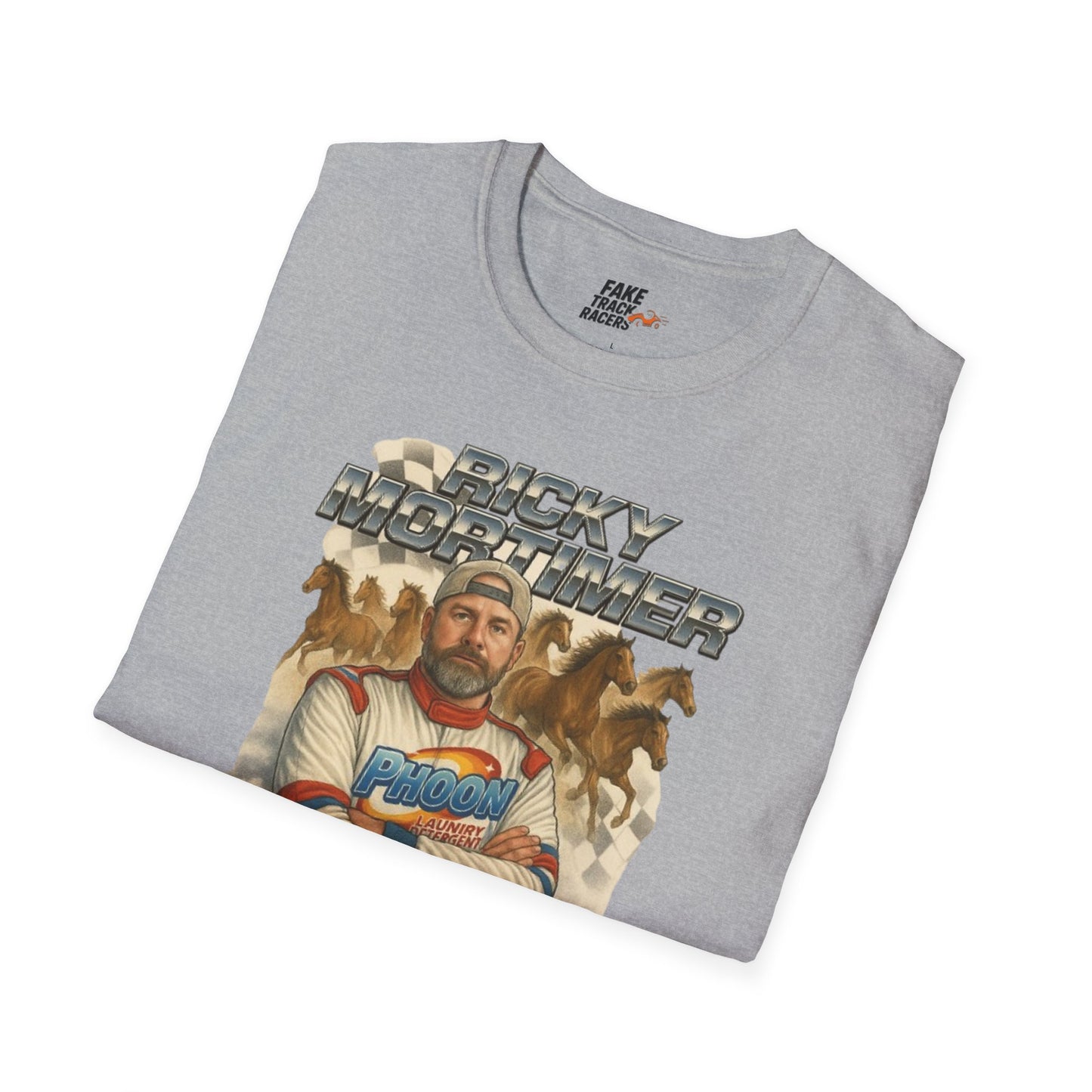 Vintage Style 90s Racing Tee Shirt RICKY MORTIMER PHOON Fake Track Racers