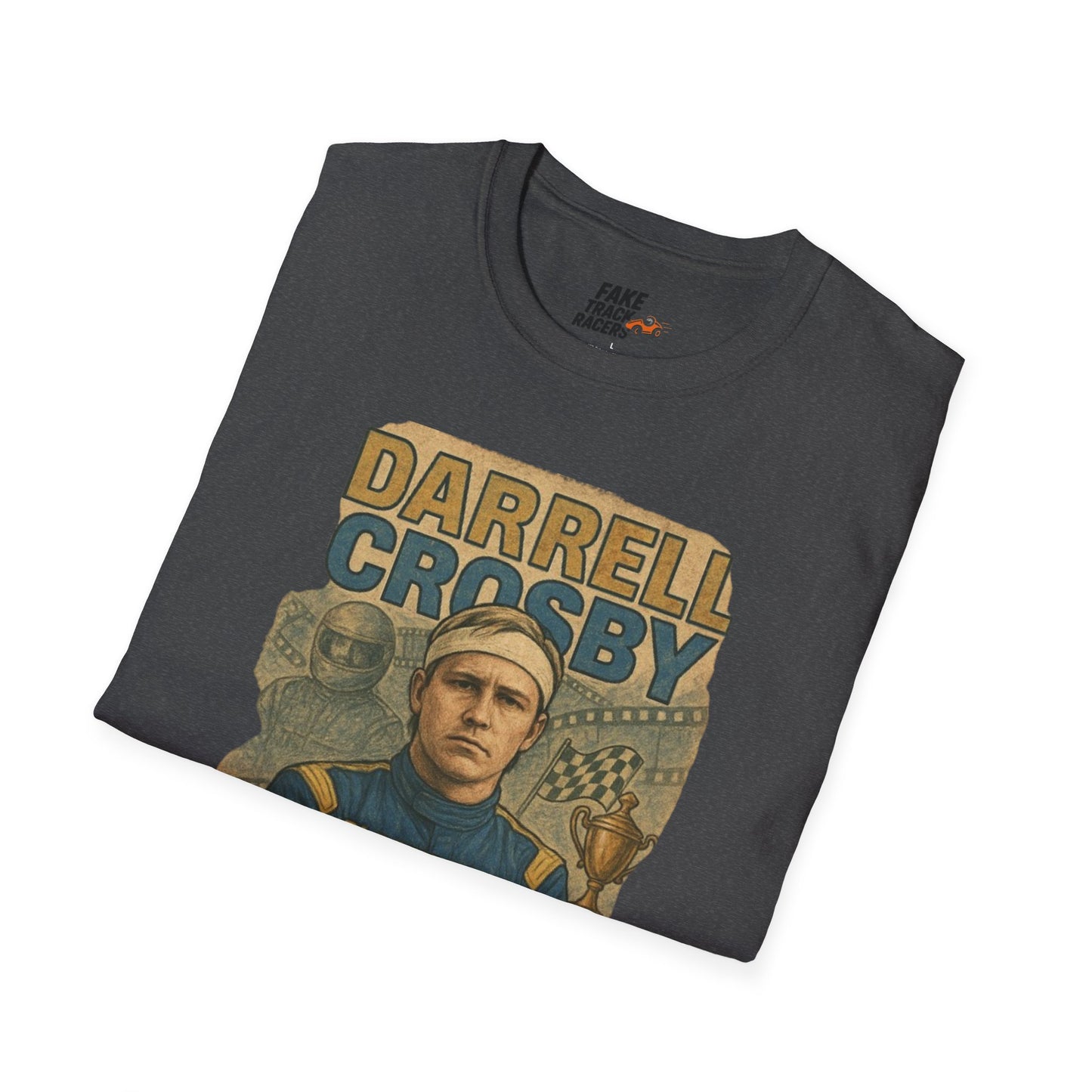 Vintage Style 90s Racing Tee Shirt DARRELL CROSBY Blockbuster Fake Track Racers