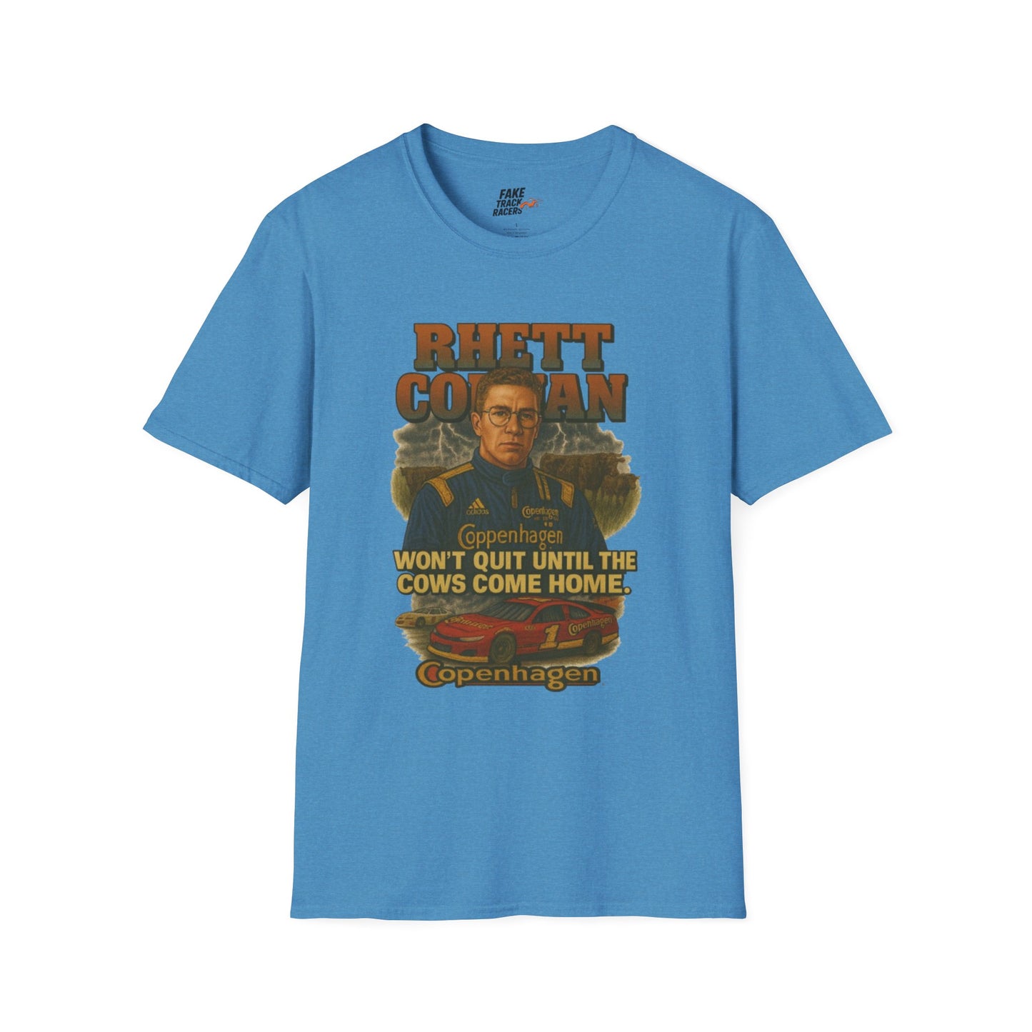 Vintage 90s Racing Tee Shirt RHETT COWAN, Fake Track Racing Shirt