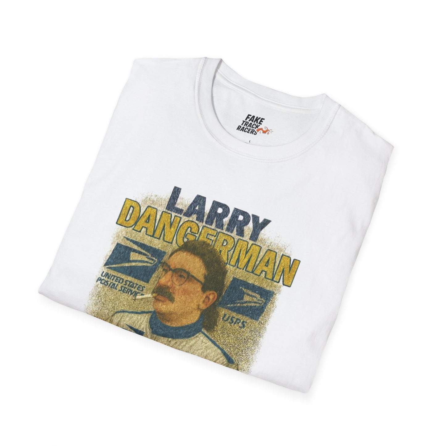 Vintage Style 90s Racing Tee Shirt LARRY DANGERMAN Deliver Shirt Fake Track Racers