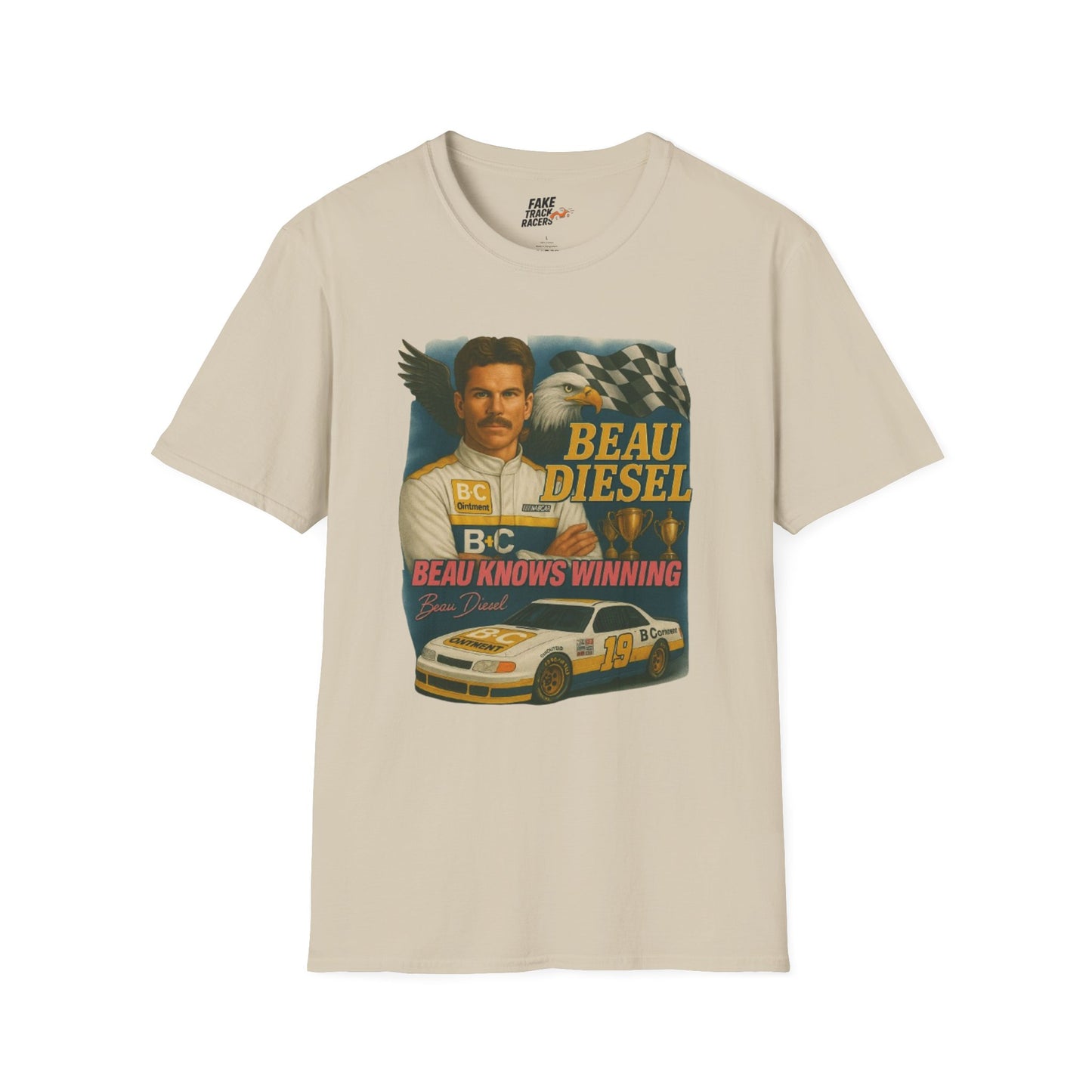 Vintage Style 90s Racing Tee Shirt BEAU DIESEL BC Fake Track Racers