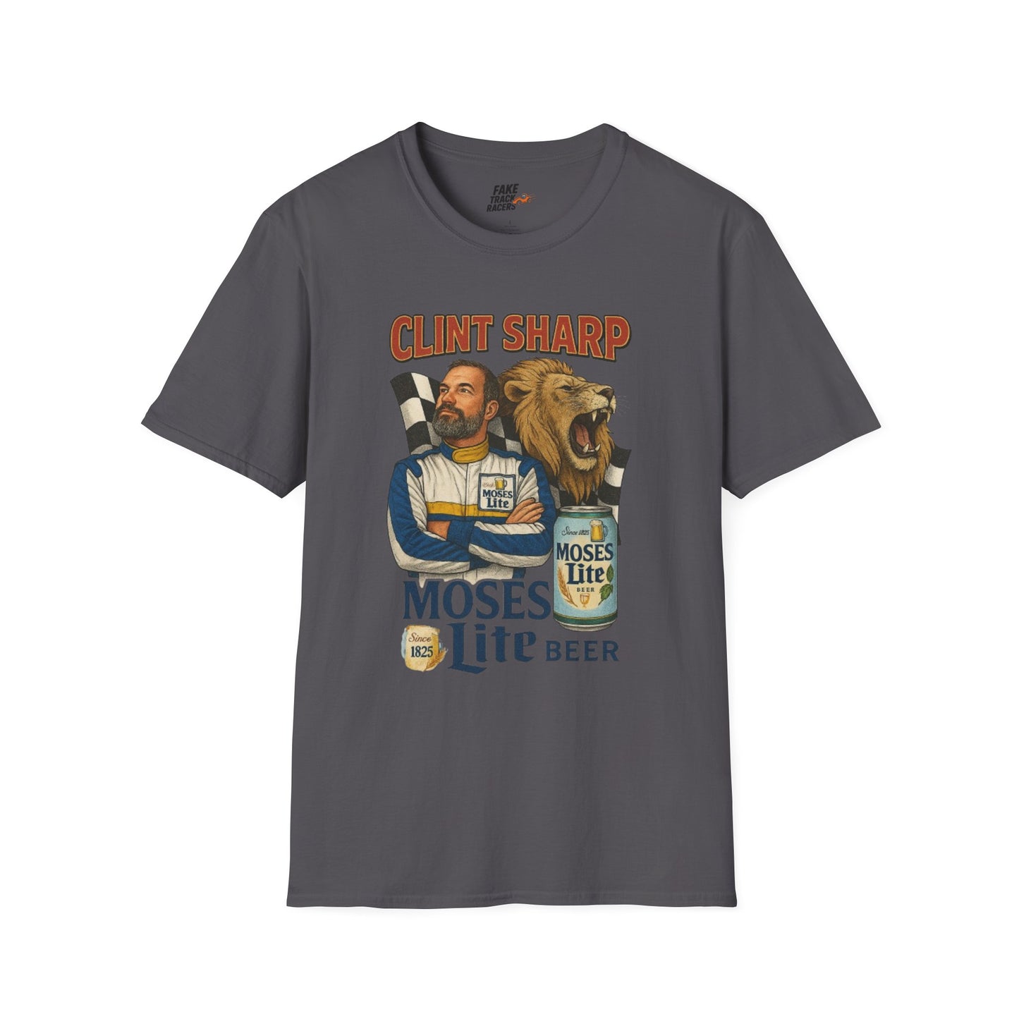 Vintage Style 90s Racing Tee Shirt CLINT SHARP MOSES LITE Fake Track Racers