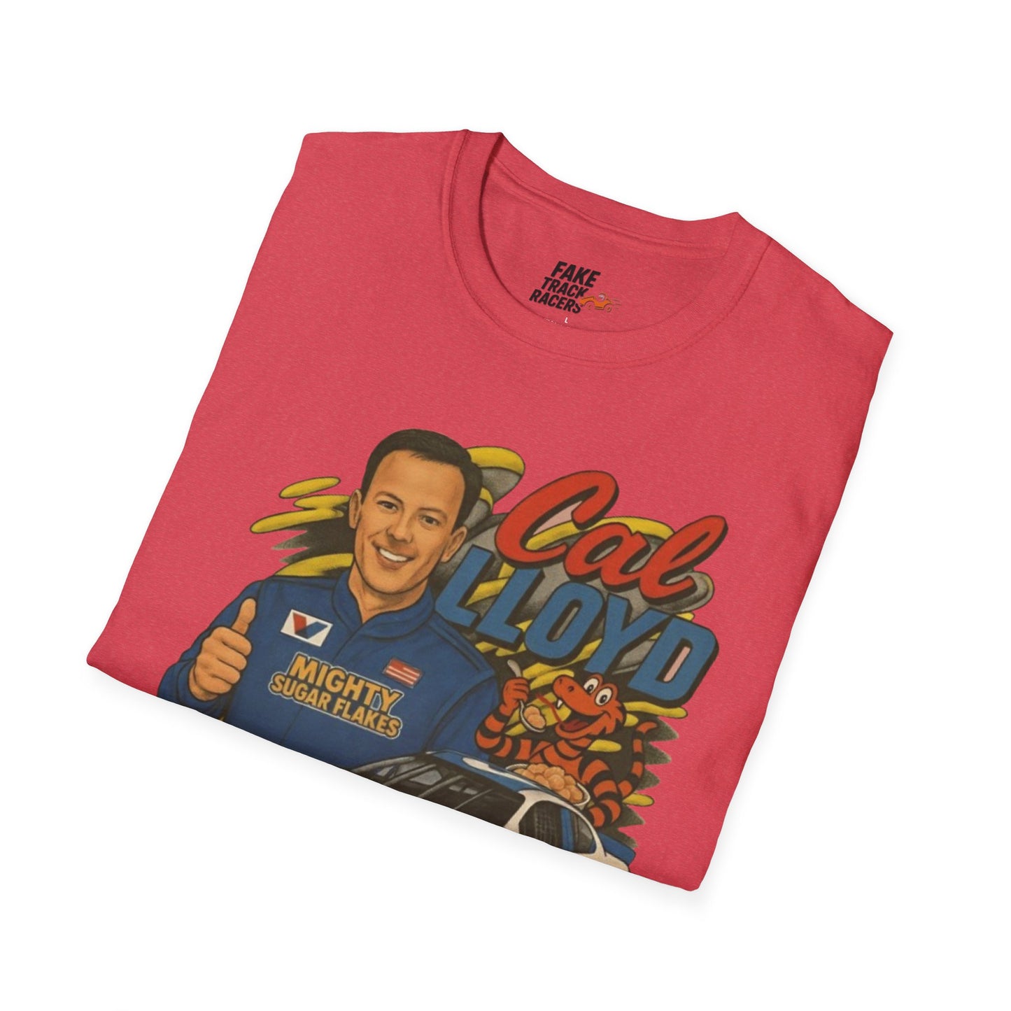 Vintage Style 90s Racing Tee Shirt CAL LLOYD Flakes Fake Track Racers