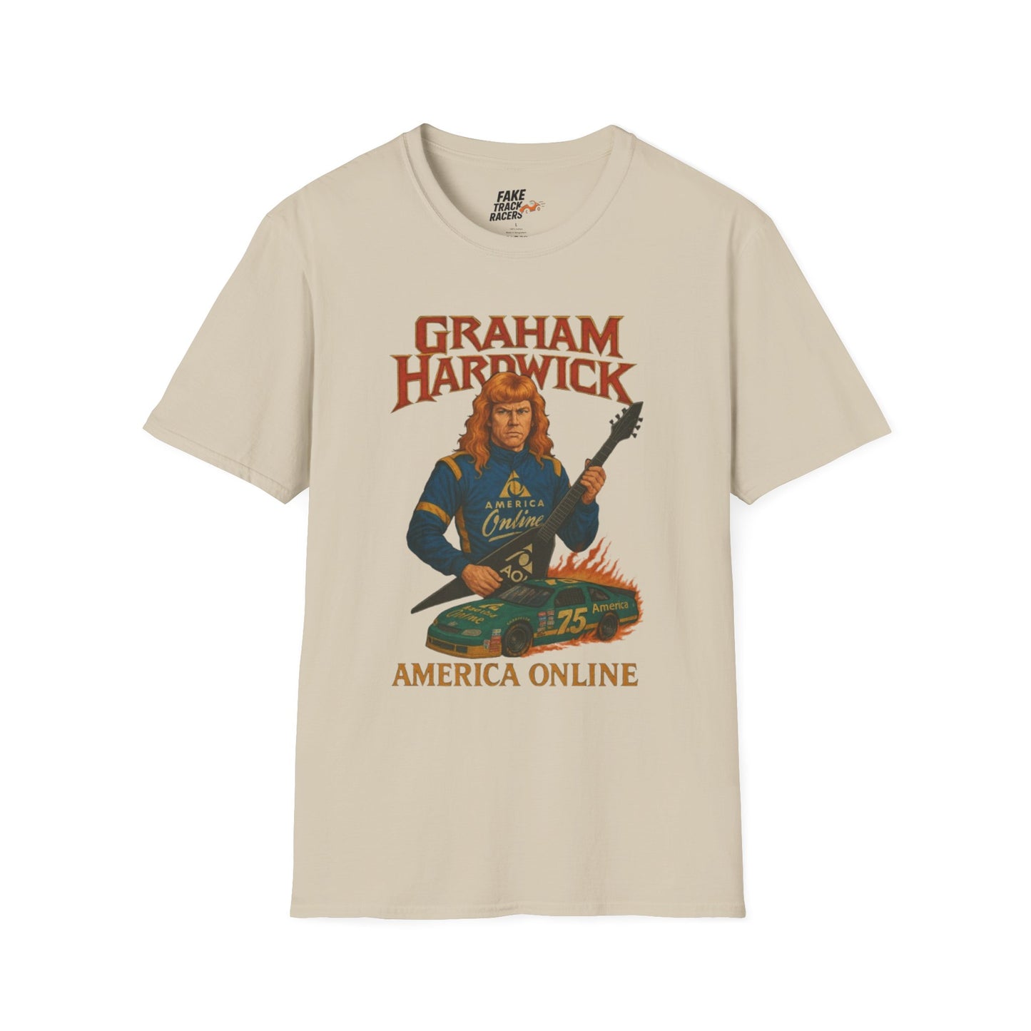 Vintage Style 90s Racing Tee Shirt GRAHAM HARDWICK AOL Fake Track Racers